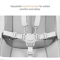 Vista 5 de Munchkin® 360° Cloud™ Silla alta para bebé y niño pequeño con asiento transparente y giro de 360°, color blanco y gris con patas de madera