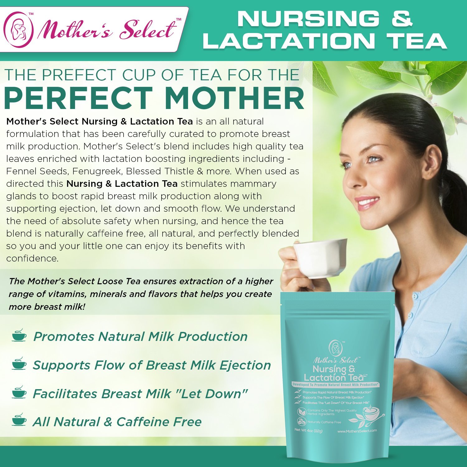 Nursing & Lactation Tea by Mother's Select for Rapid Natural Breast Milk Increase For