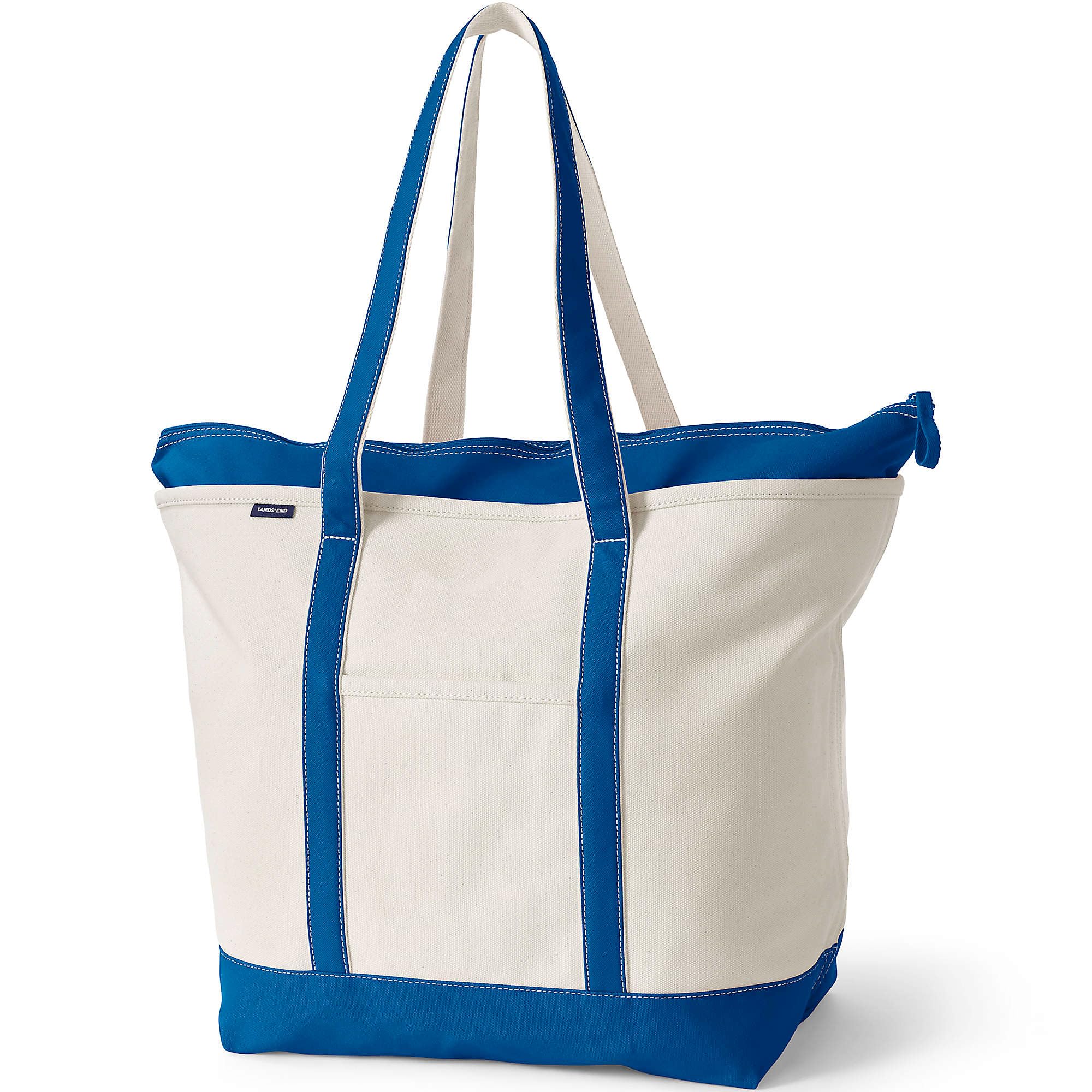 Lands End Zip Top Canvas Tote Bag
