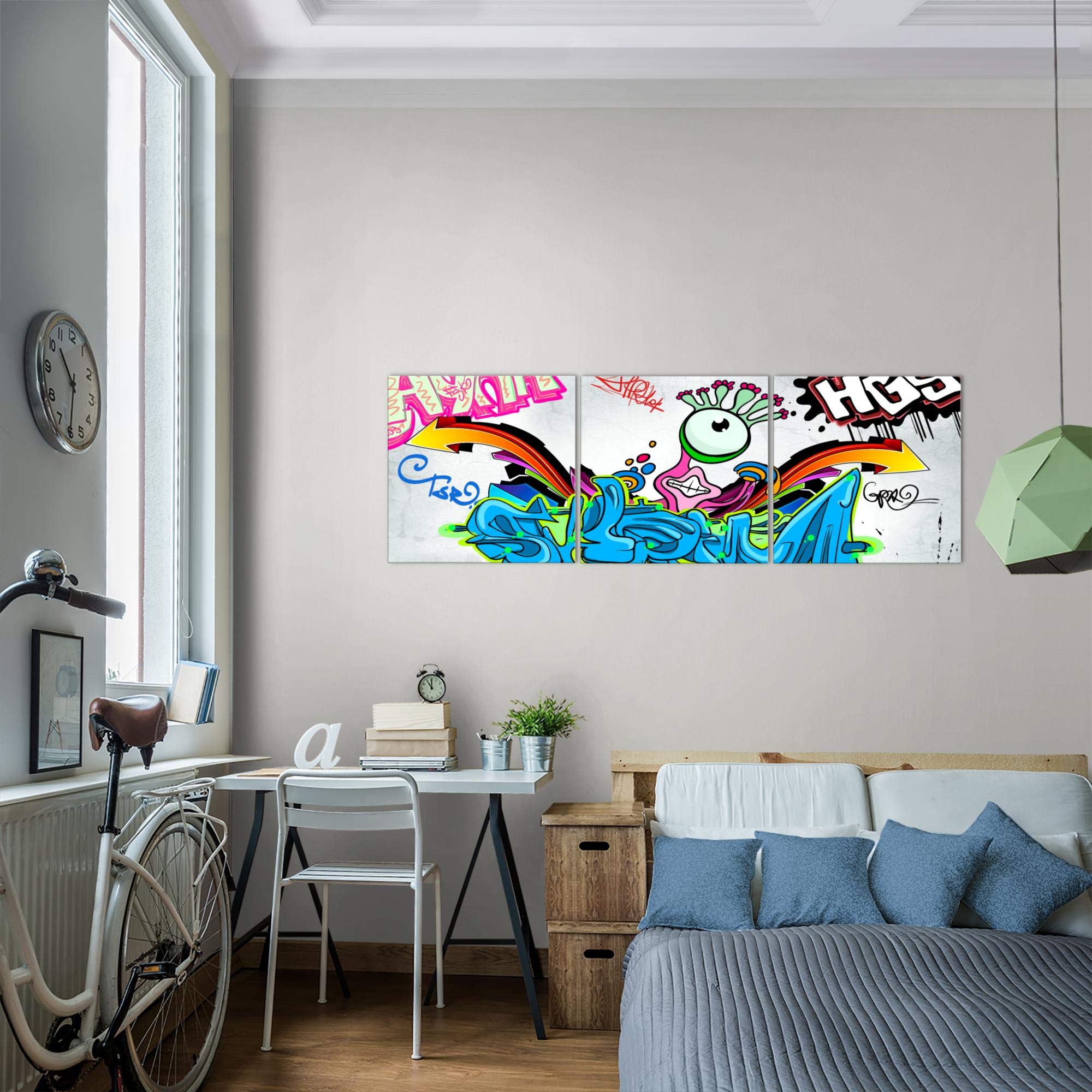 Runa Art - Cuadros Graffiti 120 x 40 cm Cuadro in Lienzo no Tejido Vistoso Moderno Decoración de Pared 401633a