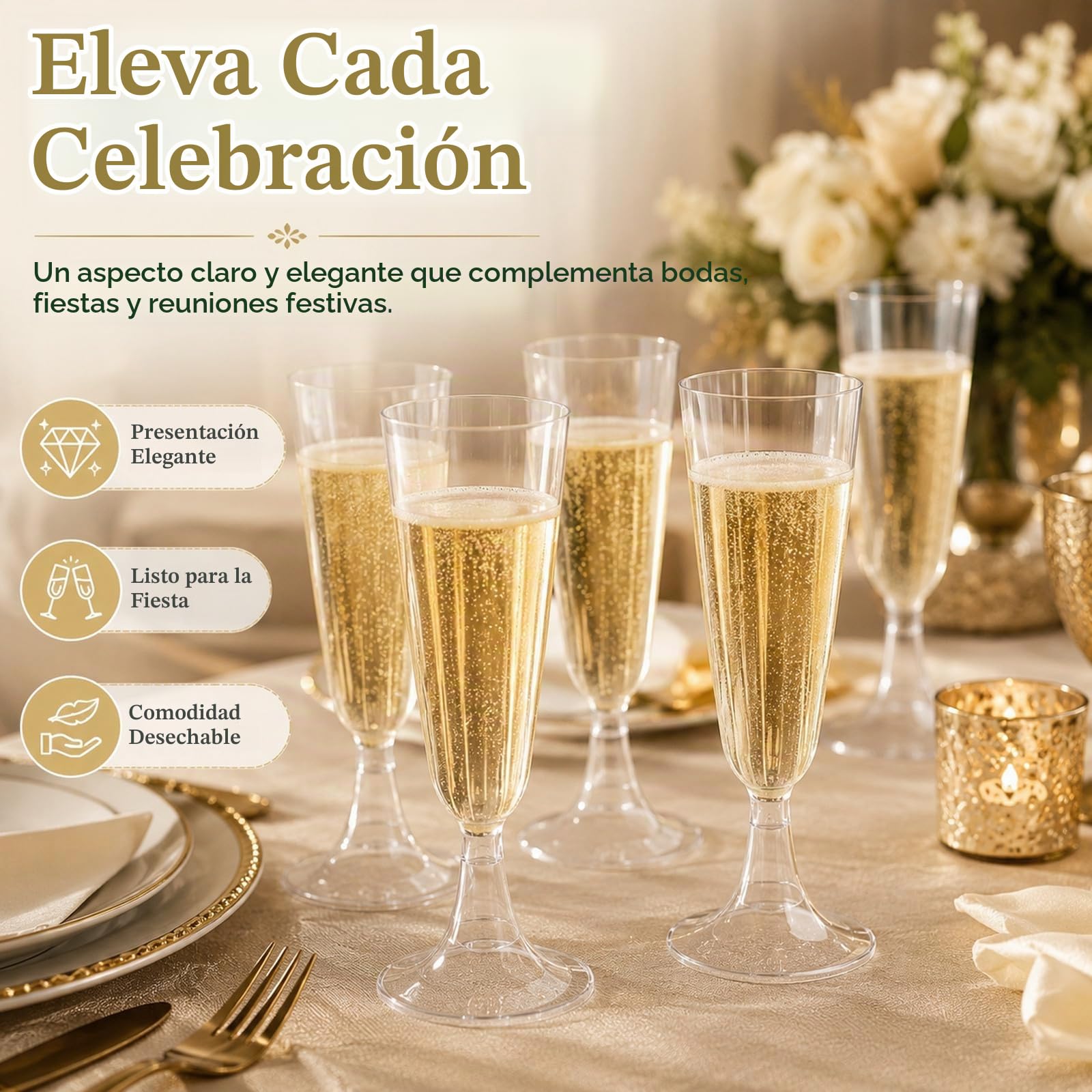 JMIATRY 100 Copas Plastico Duro 150 ml, Copas de Champán de Plástico, Copas de Vino de Plástico reutilizable para Bodas, Cumpleaños, Fiestas