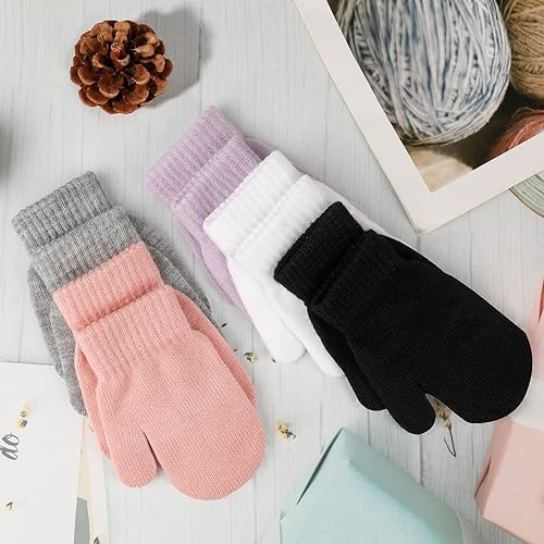 Miniatura 4 de ONESING 5 pares de mitones negros para bebés, guantes cálidos para recién nacidos, guantes de invierno para bebés y niñas