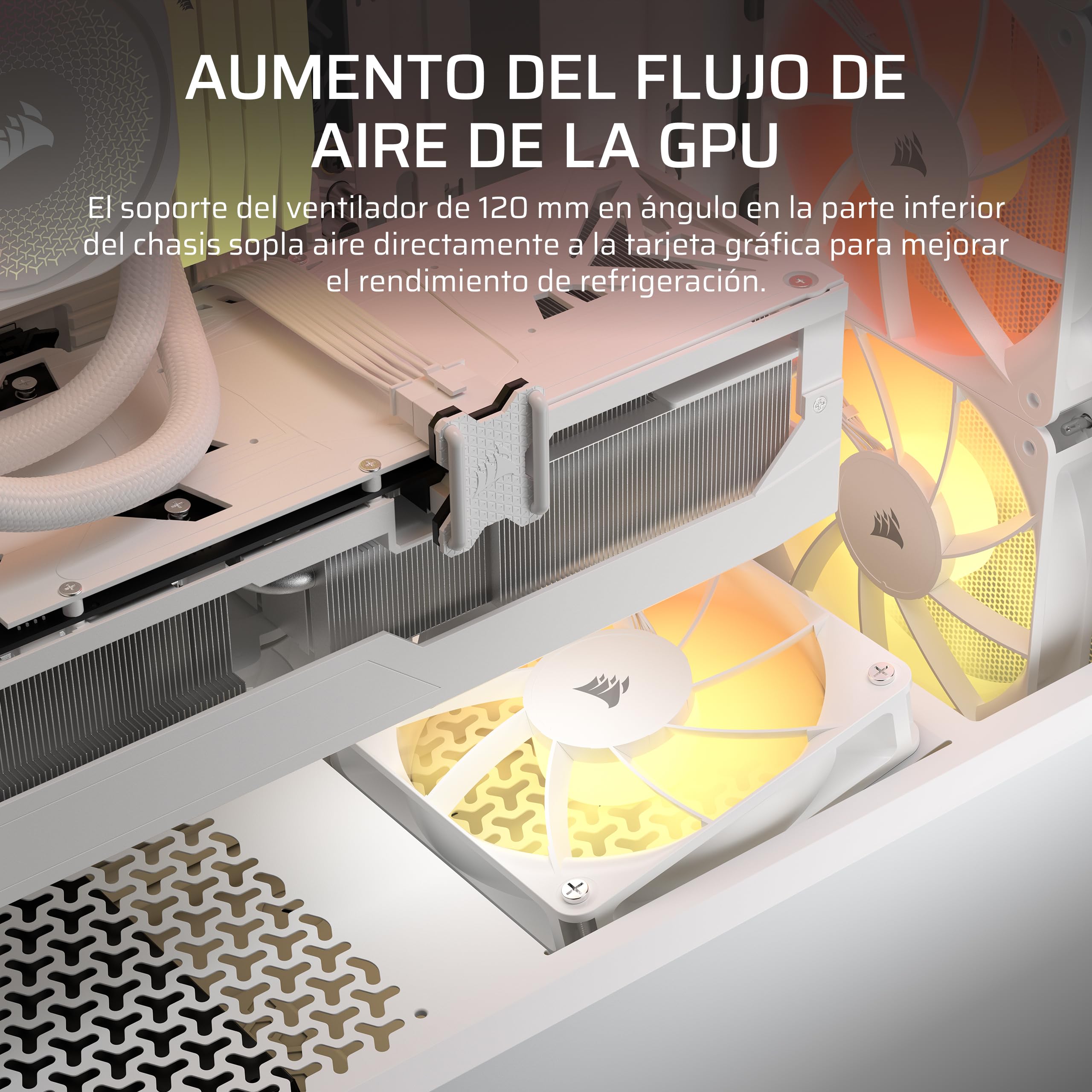 CORSAIR 3200D RS Caja para PC Semitorre ARGB – Blanco | 3 Ventiladores RS120 ARGB PWM Incluidos, Brazo Anticaída GPU, ASUS BTF, MSI Project Zero, Gigabyte Project Stealth