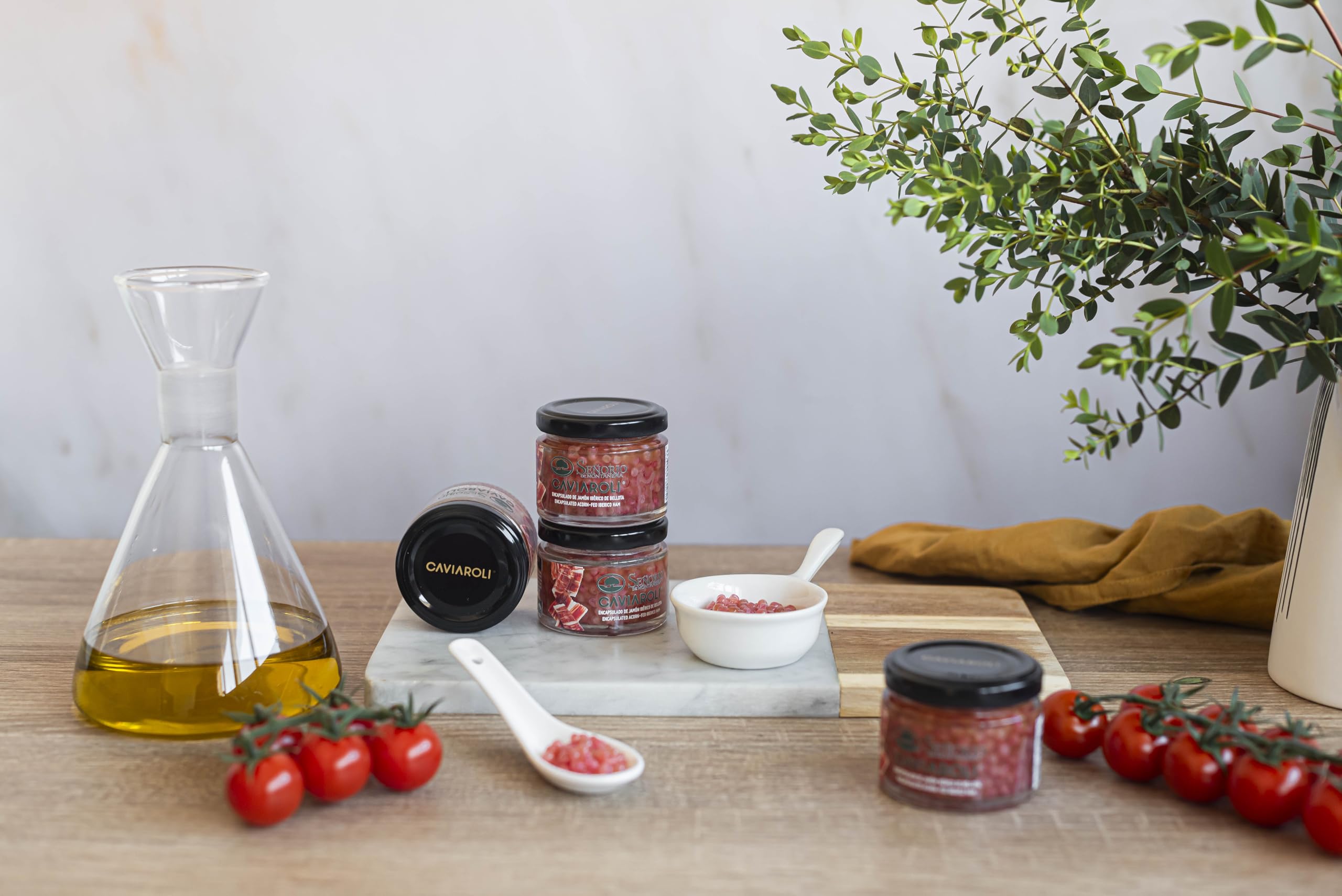 Caviaroli Perlas de Aceite de Oliva Virgen Extra sabor Jamón Ibérico de Bellota Gourmet 50 gramos