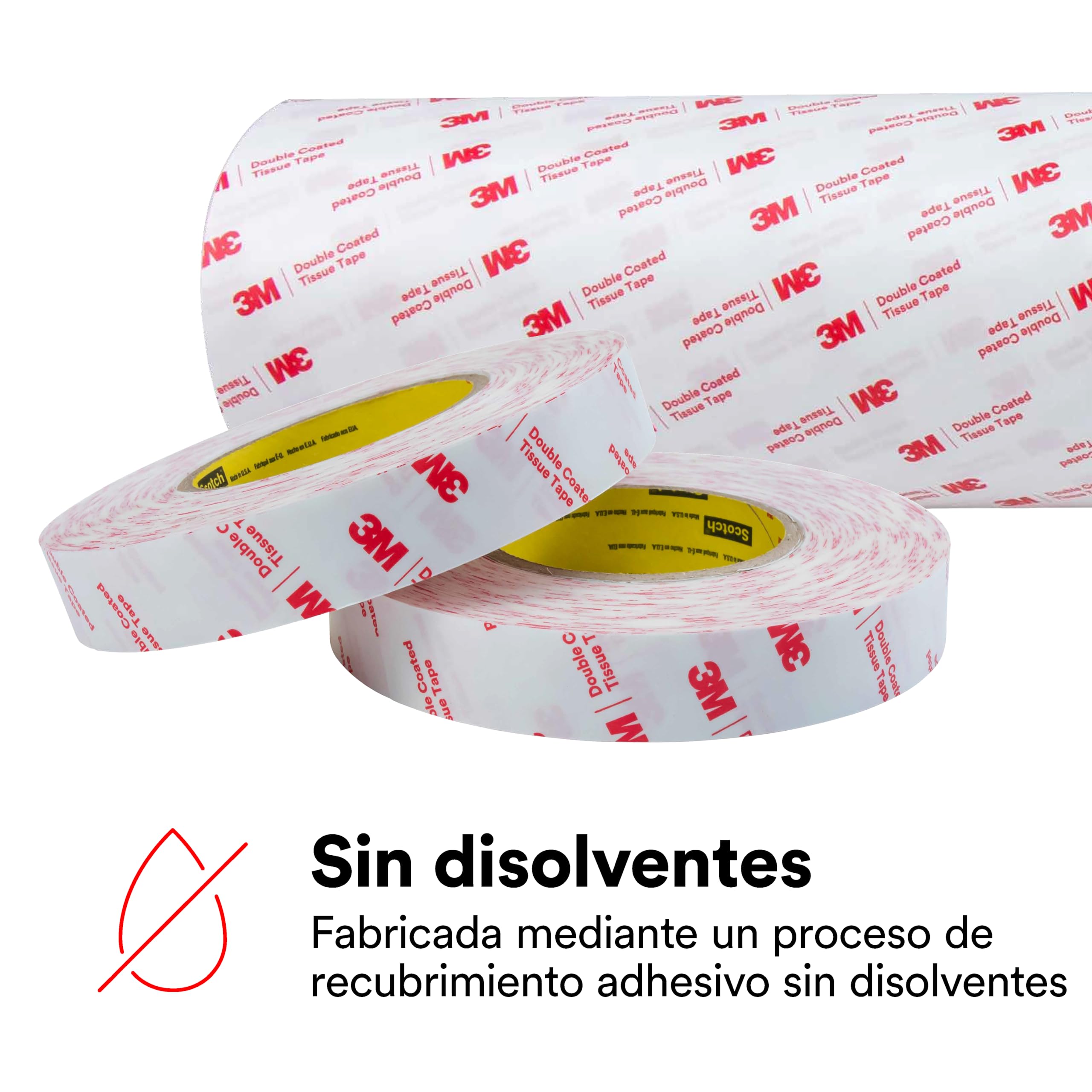 3M Cinta de Doble Cara de Tisú 56215, Transparent, 25 mm x 50 m