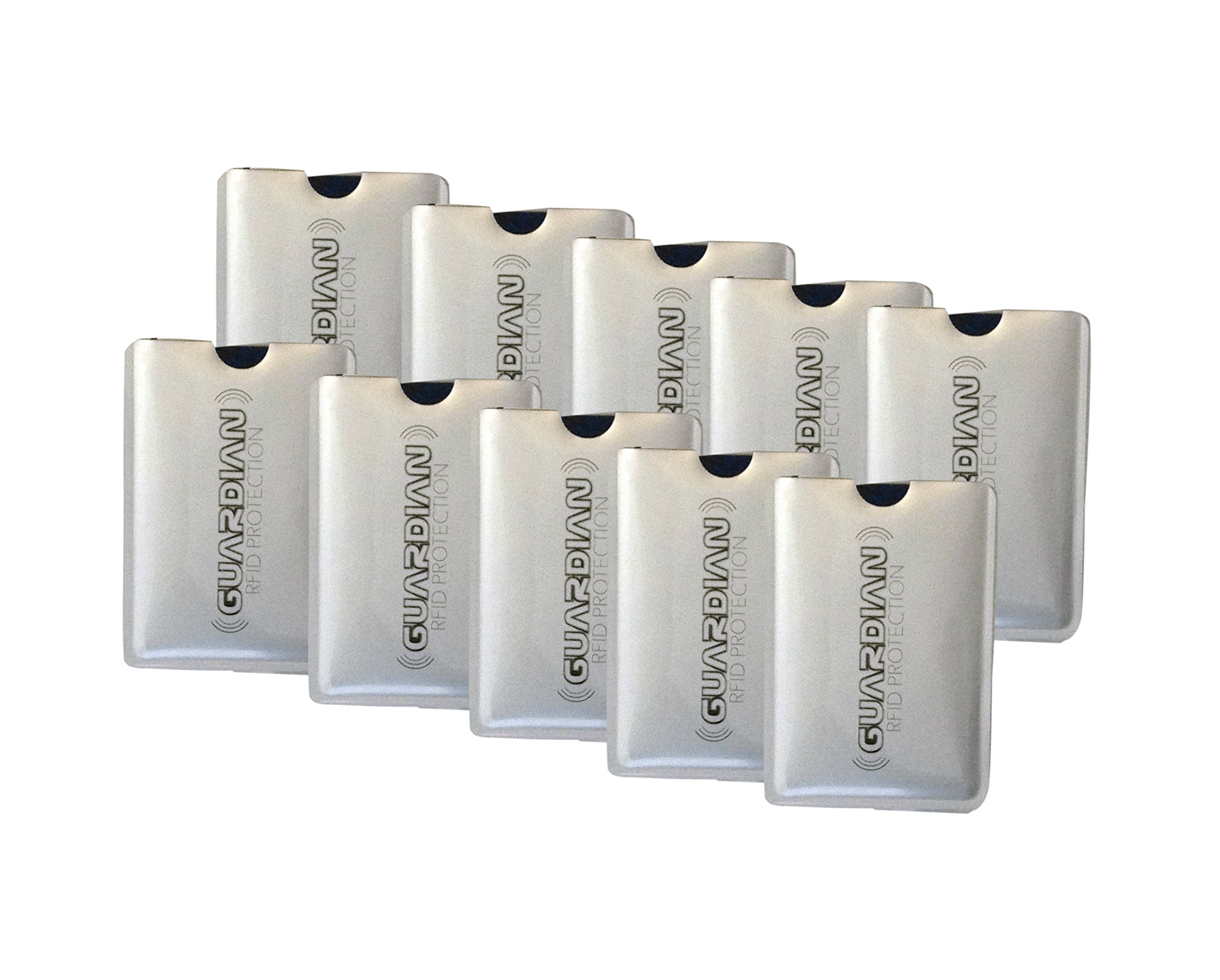 Set of 10 Guardian RFID Blocking Security Credit Card Sleeves - The Best Anti Theft Protection for Your Credit Cards. Weather, Water and Tear Resistant.