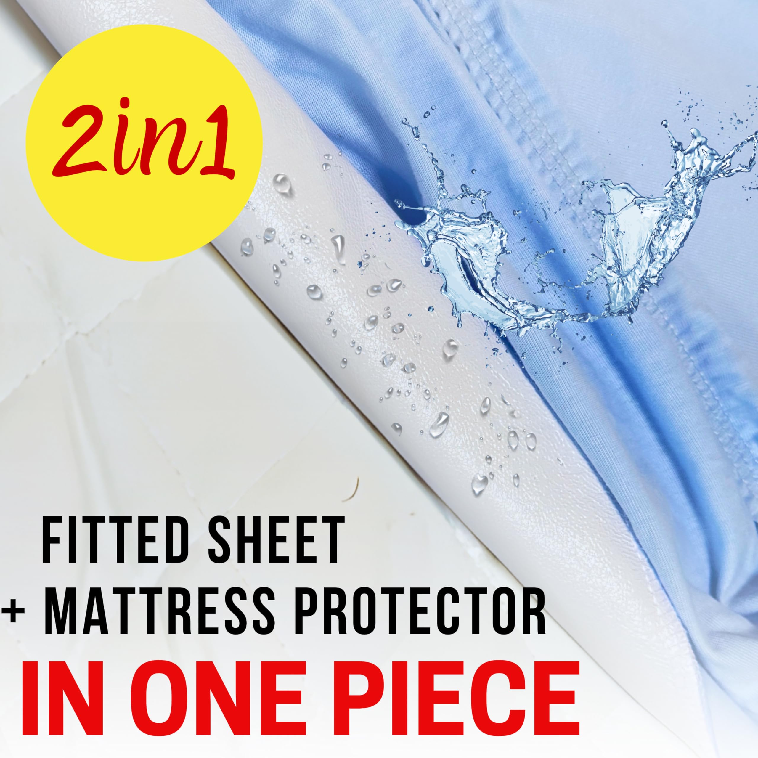 Bisoo Cot Sheets 20x40 in / 50x100 cmFitted Waterproof 2in1, Fitted Sheet + Cot Bed Mattress tector, Baby Cots Beds & Cribs - Image 3