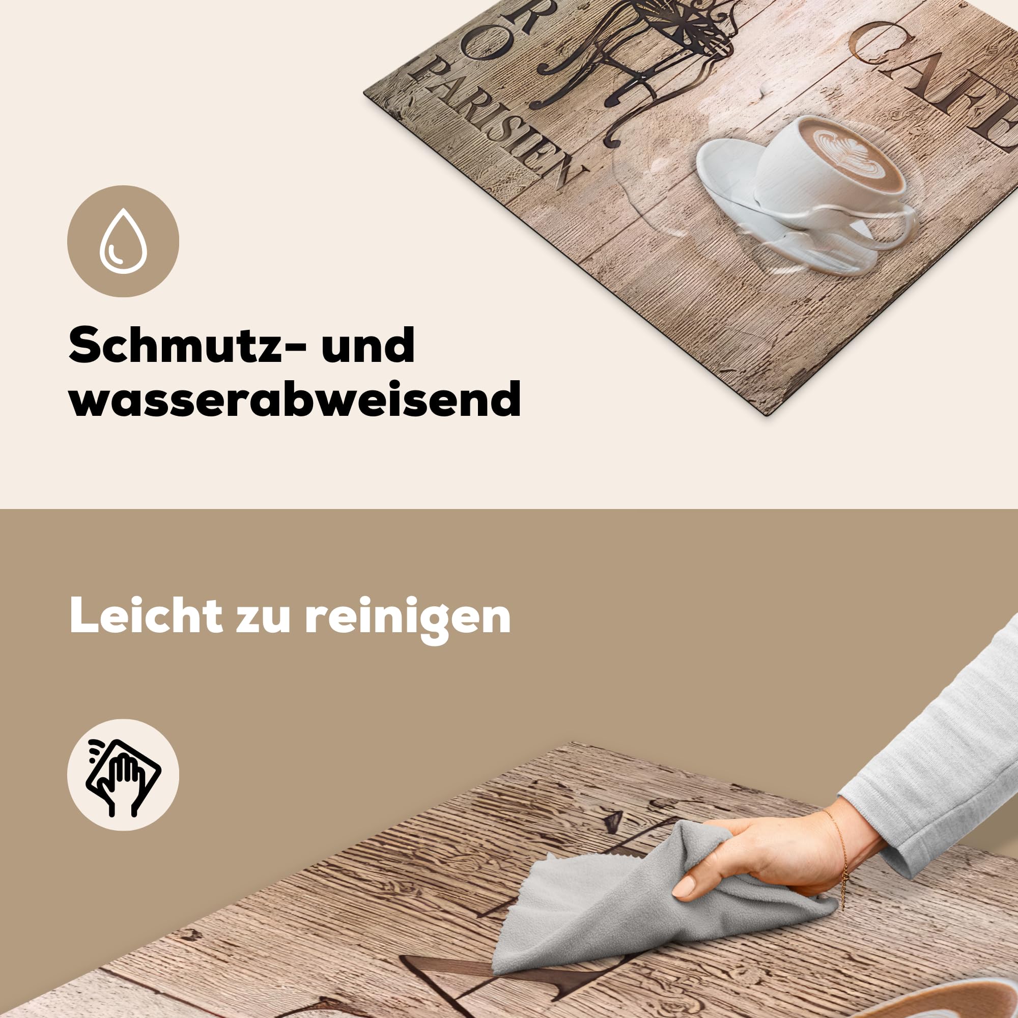 KitchenYeah© Herdabdeckplatte Einteilig Abdeckplatten Cerankochfeld Abdeckung Ceranfeld Herdplattenabdeckung Induktionsmatte Bistro Parisien - Café - Kaffee - Weinlese - 60x52 cm