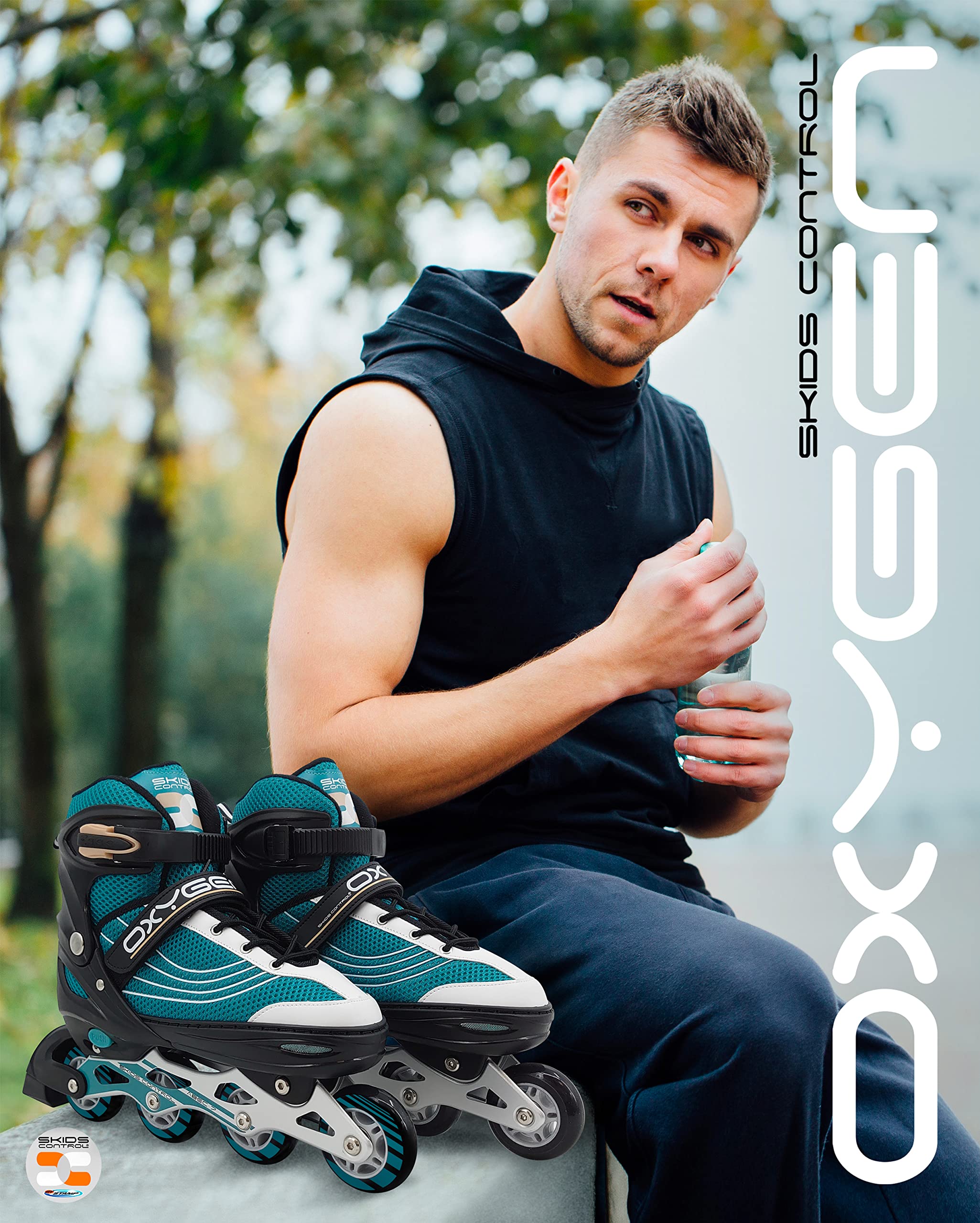 Patins en Ligne Ajustable Semi-Soft SKIDS Control Oxygen T. 42-45, Blue-Black