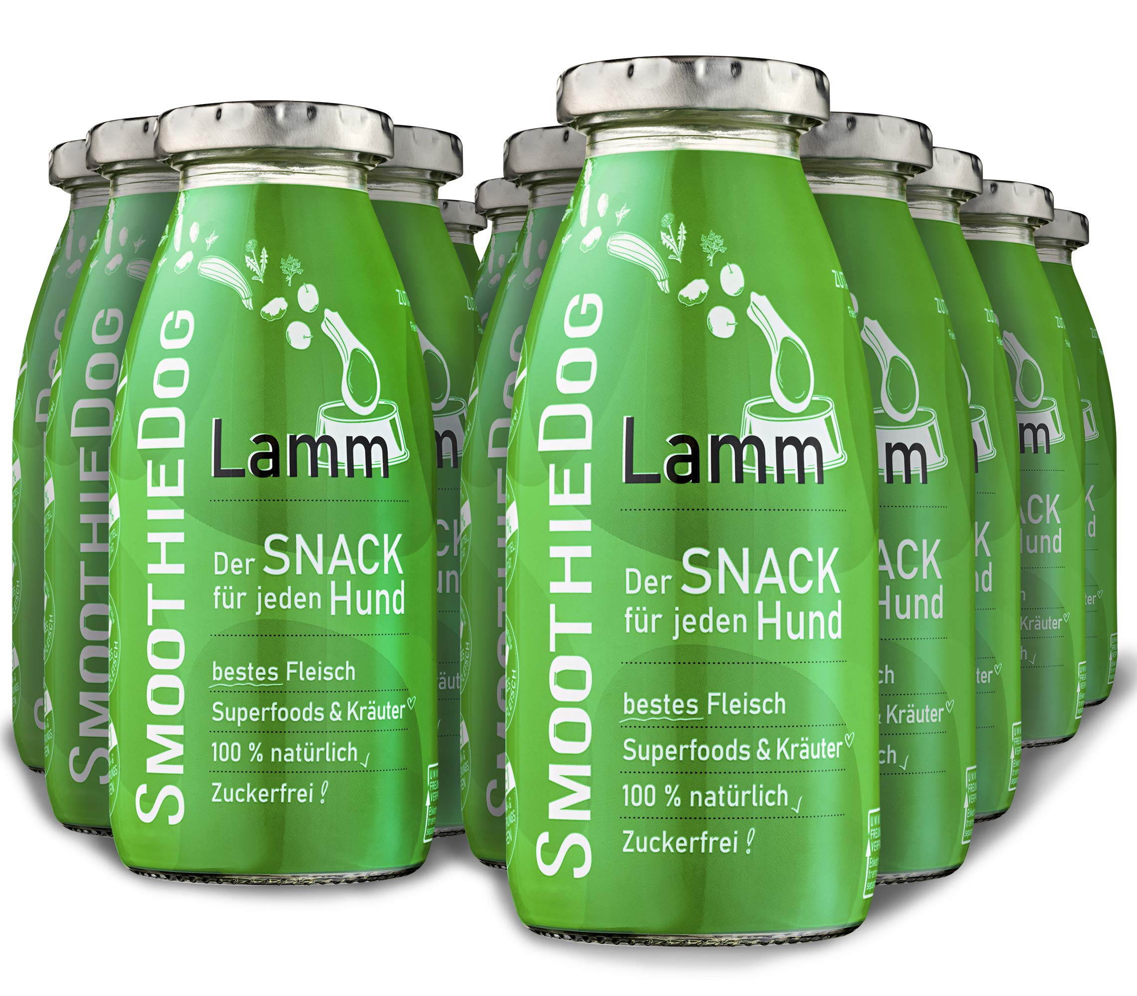 Hunde Smoothie SmoothieDog 12er Lamm - Flüssiges Hundeleckerli - Zucker- & glutenfrei - je 250ml