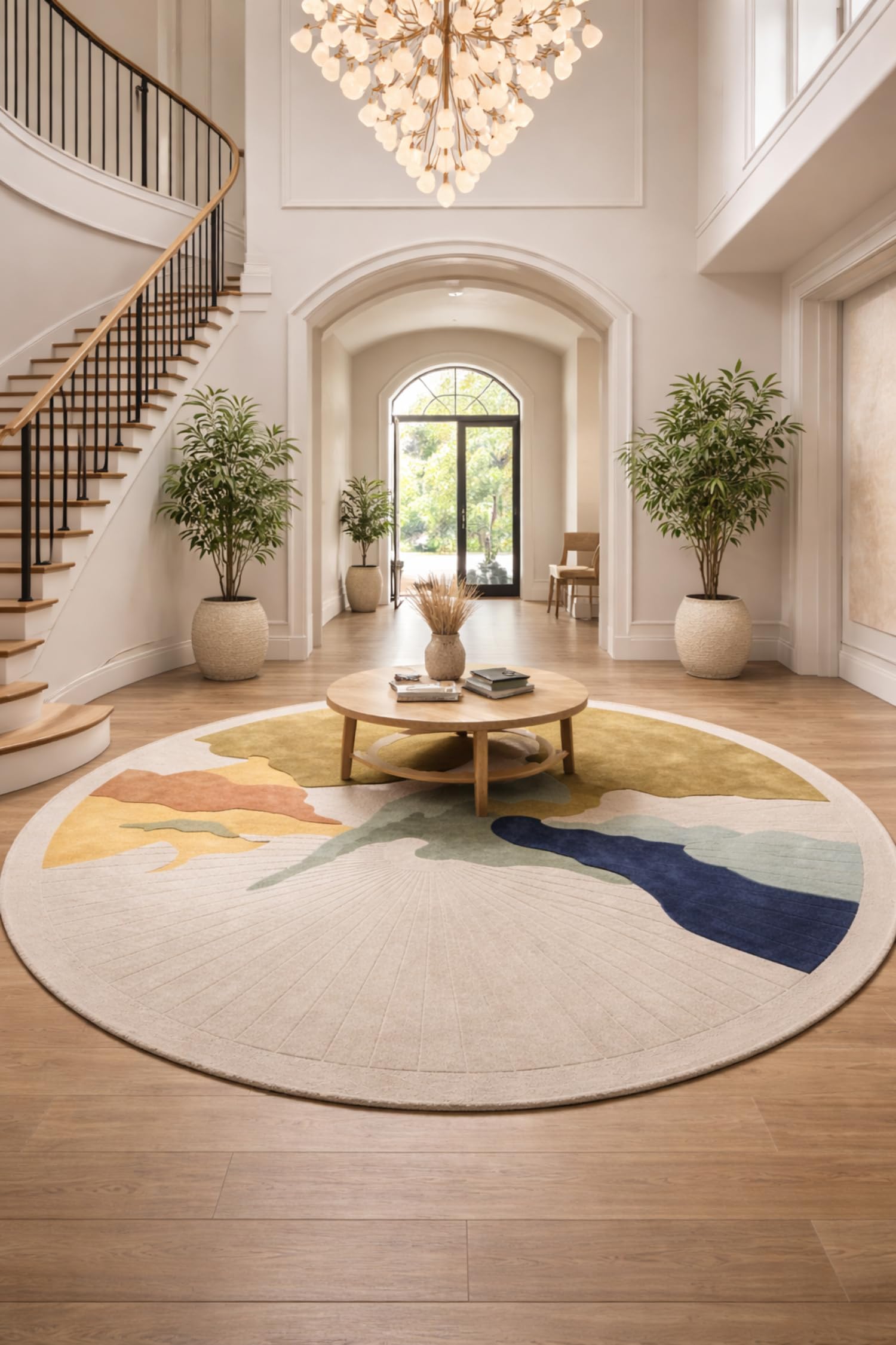Round Carpet, Export Quality for livingroom, Bedroom, Diningroom, Kitchen and Hall Size (Beige B332, 4' x 4' Feet, Round), [121.92x121.92 cm. ]-image-43