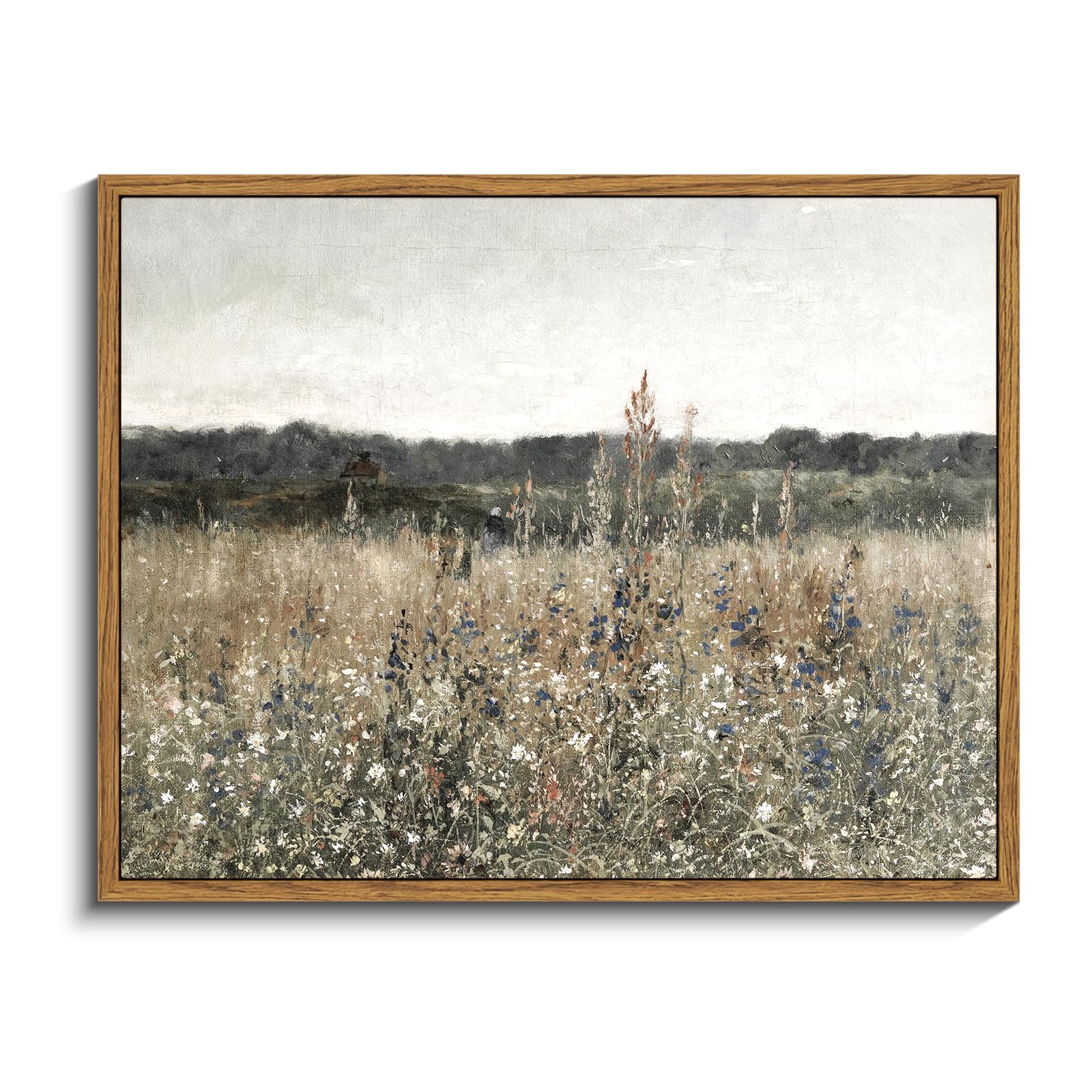 InSimSea Framed Canvas Wall Art, Meadow with Flowers Painting, Landscape for Living Room, Bedroom, Home, Bathroom Decor, 8x10 — view 168
