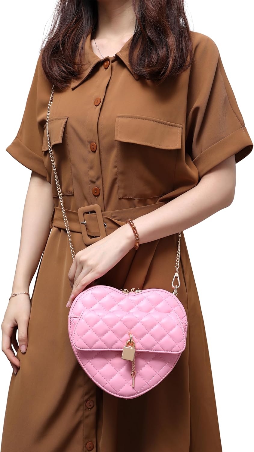 lola mae Heart Shape Crossbody Purse for Women – Cute Valentine’s Gift Handbag, Zip-Around Shoulder Bag for Teens