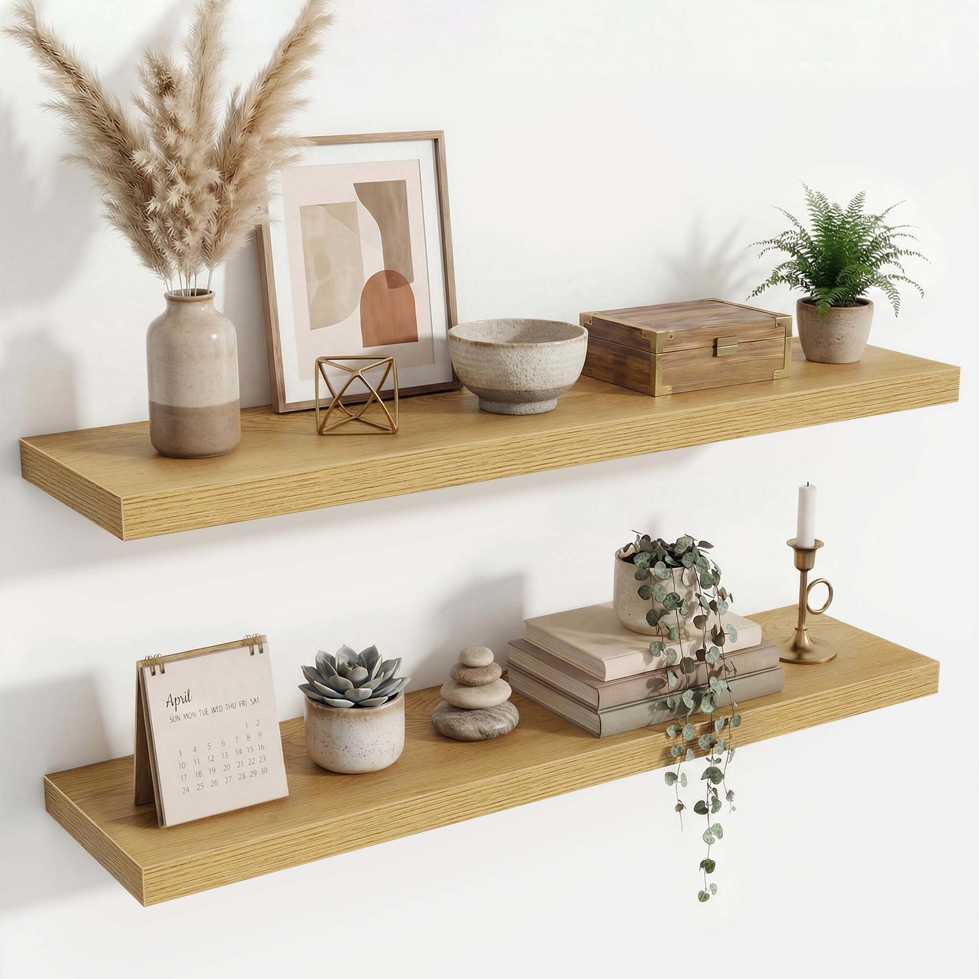 100cm Floating Shelves for Wall Set of 2,23.5cm Deep Floating Shelf Walnut