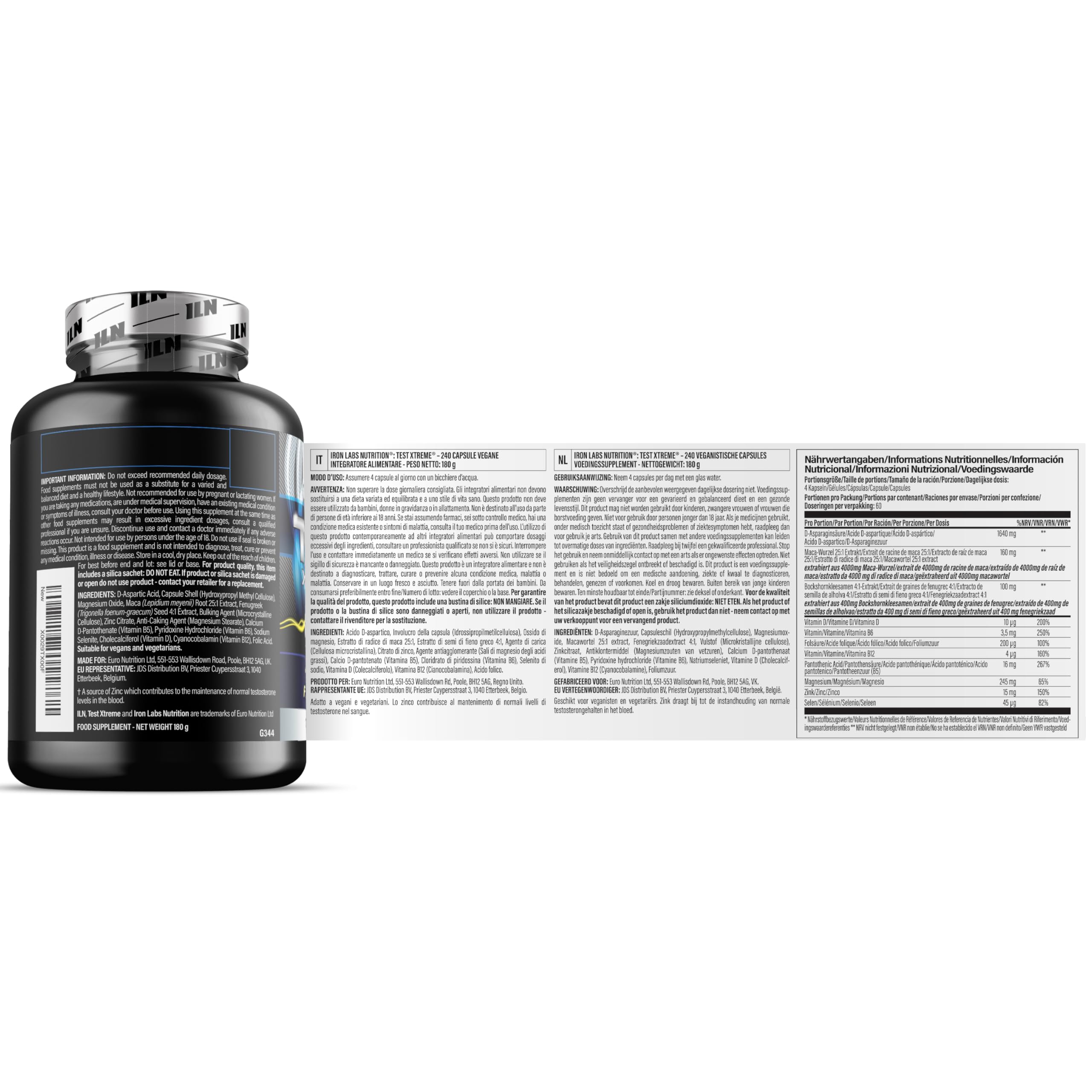 Test Xtreme Booster Kapseln für Männer – Hochdosierte Formel mit D-Asparaginsäure, Maca, Zink und Magnesium – 240 Vegane Kapseln
