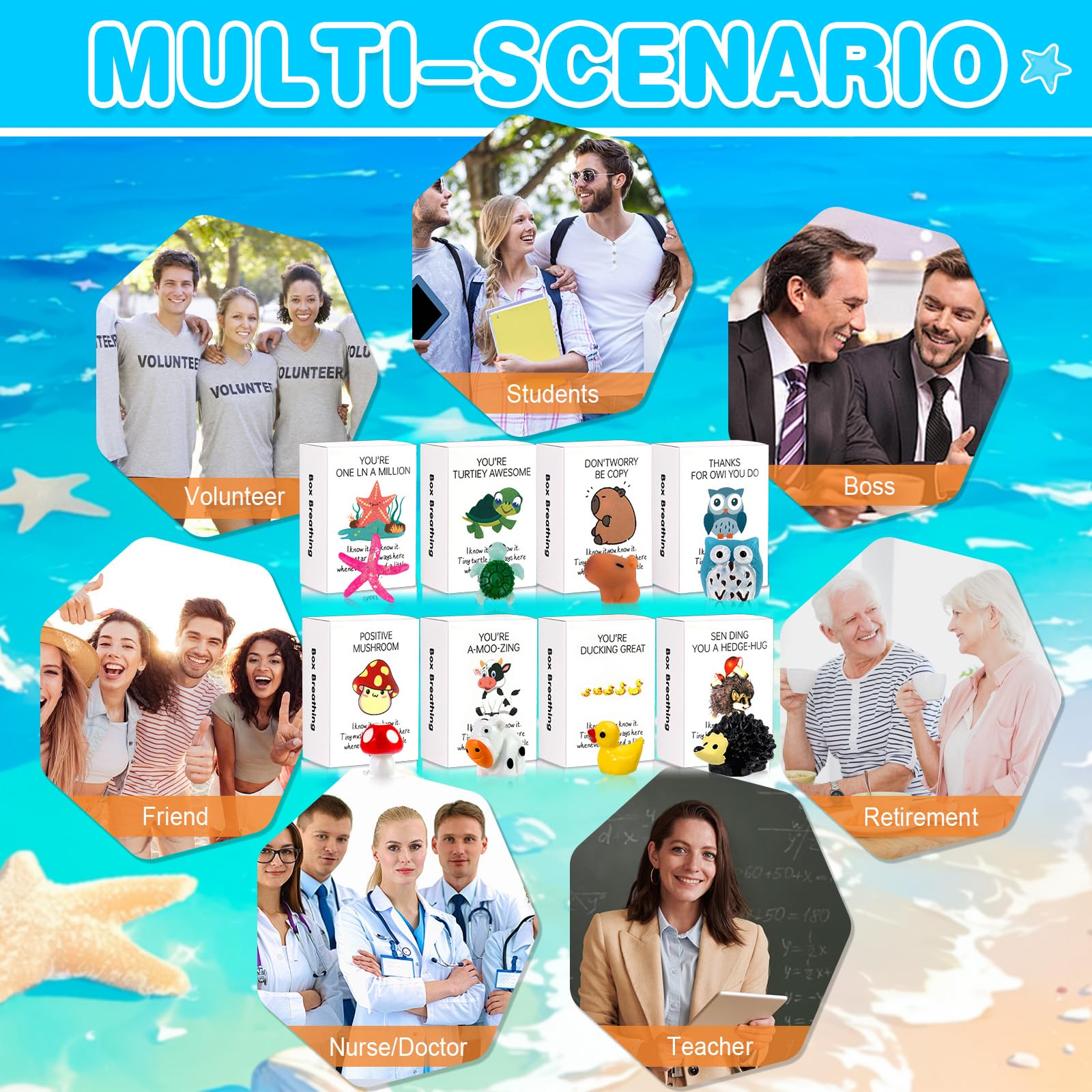 96-teiliges Set für Lehrer, Geschenke für Frauen, Wertschätzungsgeschenke, Mitarbeiter, Kollegen, emotionale Unterstützung, niedliche Kunstharz-Ornamente, positive Schreibtisch-Haustiere, mit
