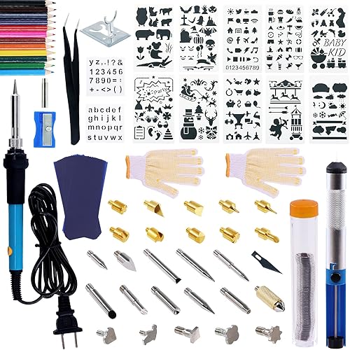 Kit de quema de madera de 172 piezas, pirografía de temperatura ajustable profesional con puntas de soldador, accesorios de herramienta para quemar
