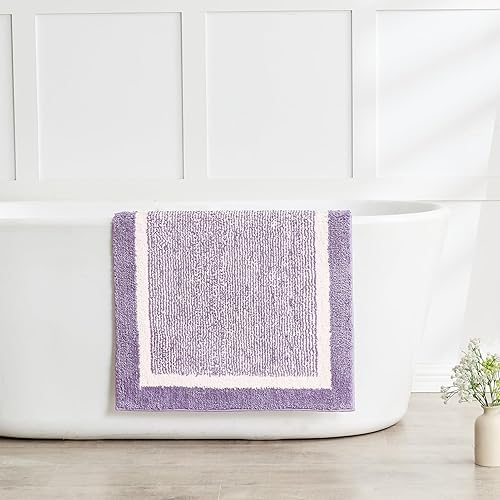 Miniatura 5 de CozeCube - Tapetes de baño antideslizantes, peludos, esponjosos, lavables, microfibra extrasuave y absorbente, para ducha y lavabo, morado, 24 x 16