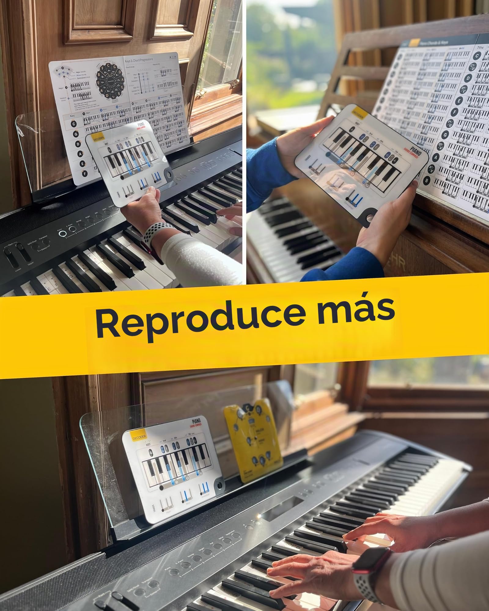 Brújula de Acordes de Piano - Aprender Acordes de Teclado - Herramienta Definitiva para Acordes Principiantes - Herramienta de Acordes para Producción Musical, Aprendizaje de Acordes, Expande la