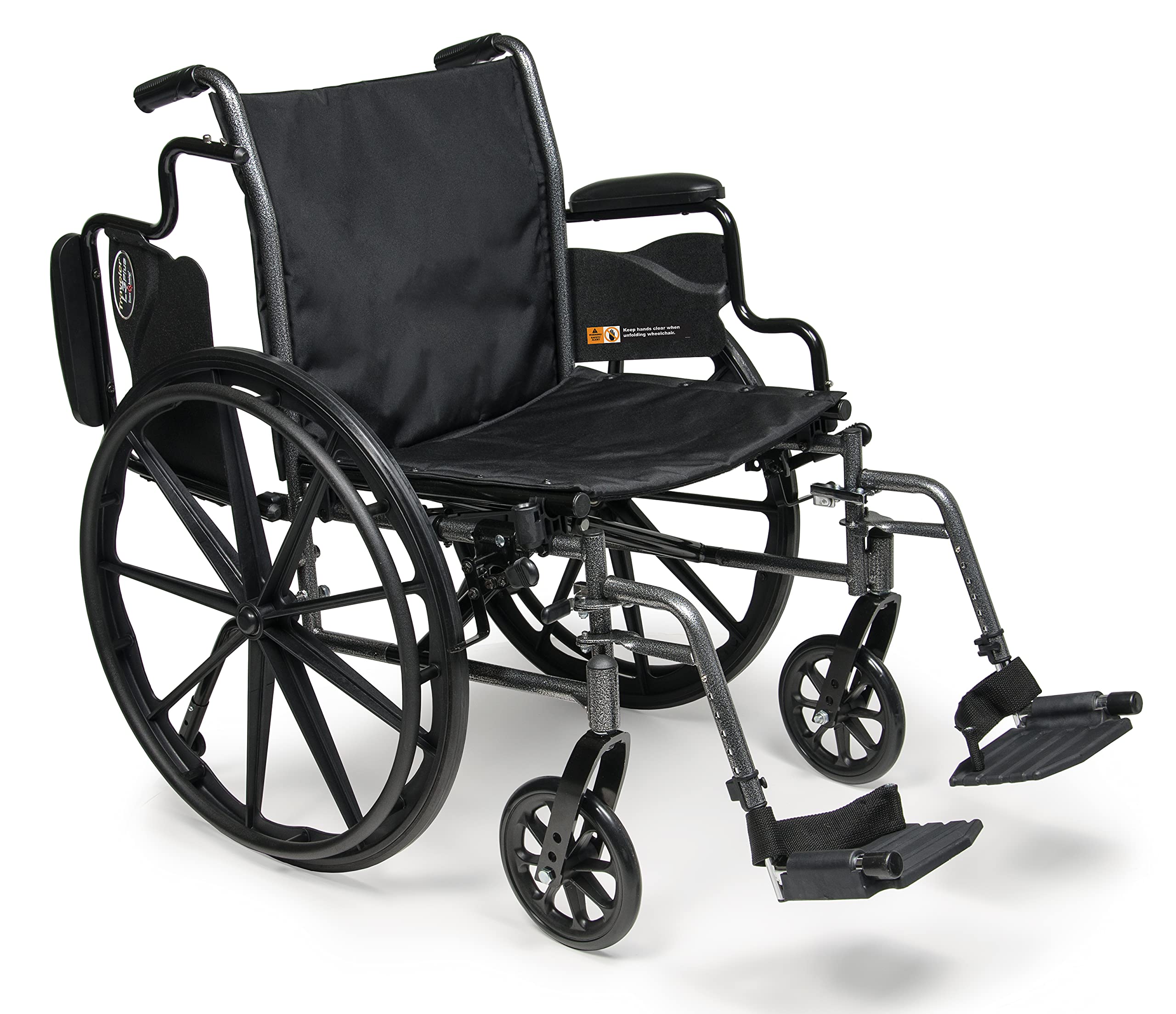 Everest & Jennings Traveler L3 Plus silla de ruedas ligera, brazos de escritorio y reposapiés basculantes, asiento de 45,7 cm, color Silvervein