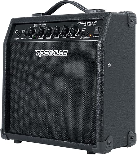 Miniatura 3 de Rockville G-AMP - Amplificador combo de guitarra de 20W con Bluetooth, delay, entradas duales de guitarra, limpiooverdrive, controles de EQ,