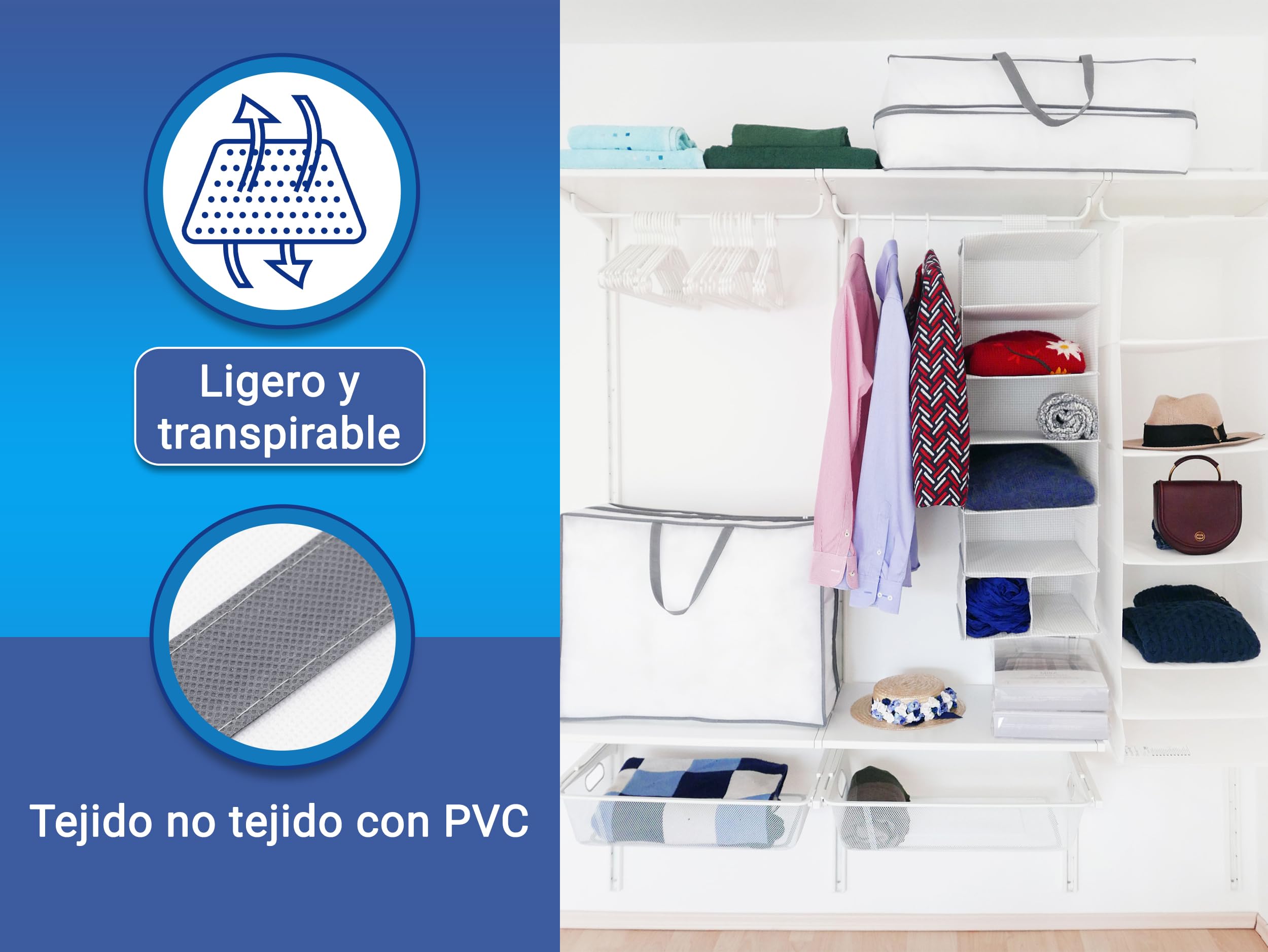 ZOLLNER24 2 bolsas de almacenamiento de ropa gran capacidad plegable 65x25x50 cm