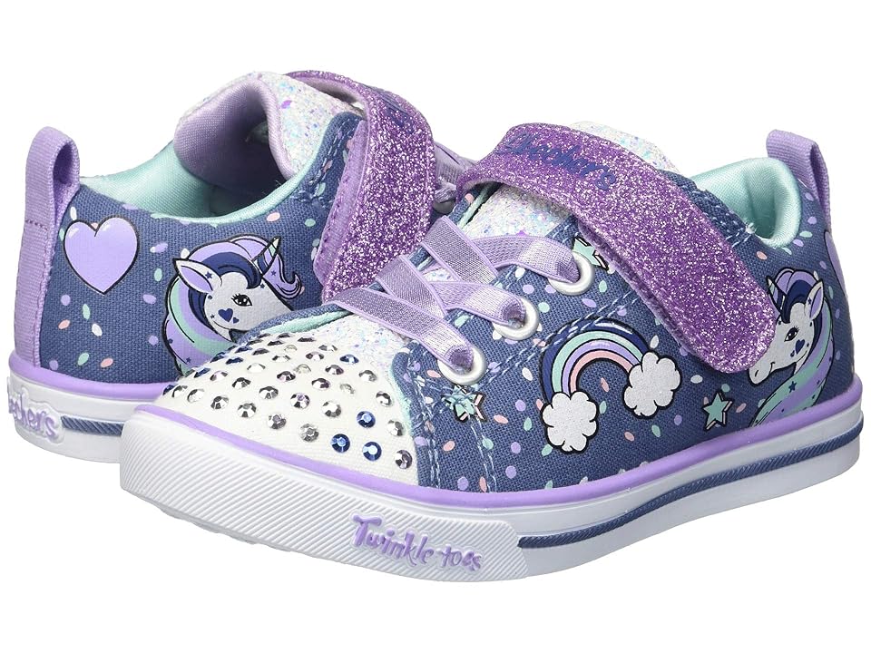 

SKECHERS KIDS Twinkle Toes - Sparkle Lite Unicorn Craze 10988N Lights (Toddler) (Denim/Lavendar) Girl's Shoes, Blue