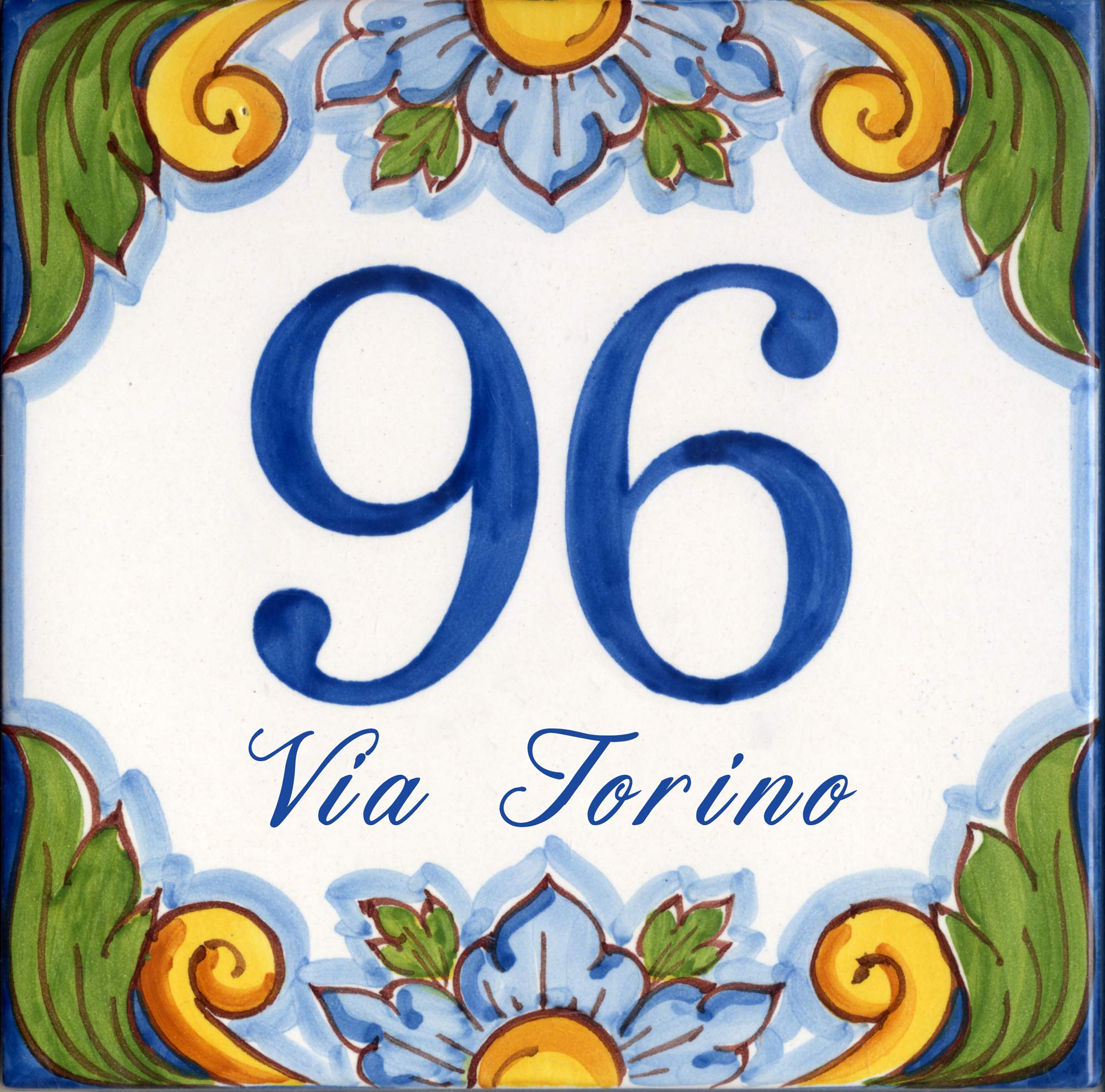CEAR ceramiche - Targa Numero Civico in Maiolica, Autentica Ceramica Siciliana di Caltagirone, Fatto a Mano con la Qualità delle Ceramiche Siciliane Caltagirone