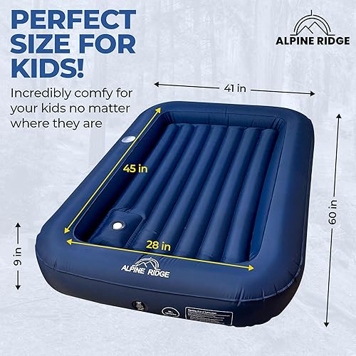 Miniatura 2 de Alpine Ridge Cama inflable de viaje para niños pequeños con bomba de pie  Cama de aire portátil para niños pequeños  Colchón de aire para niños I de
