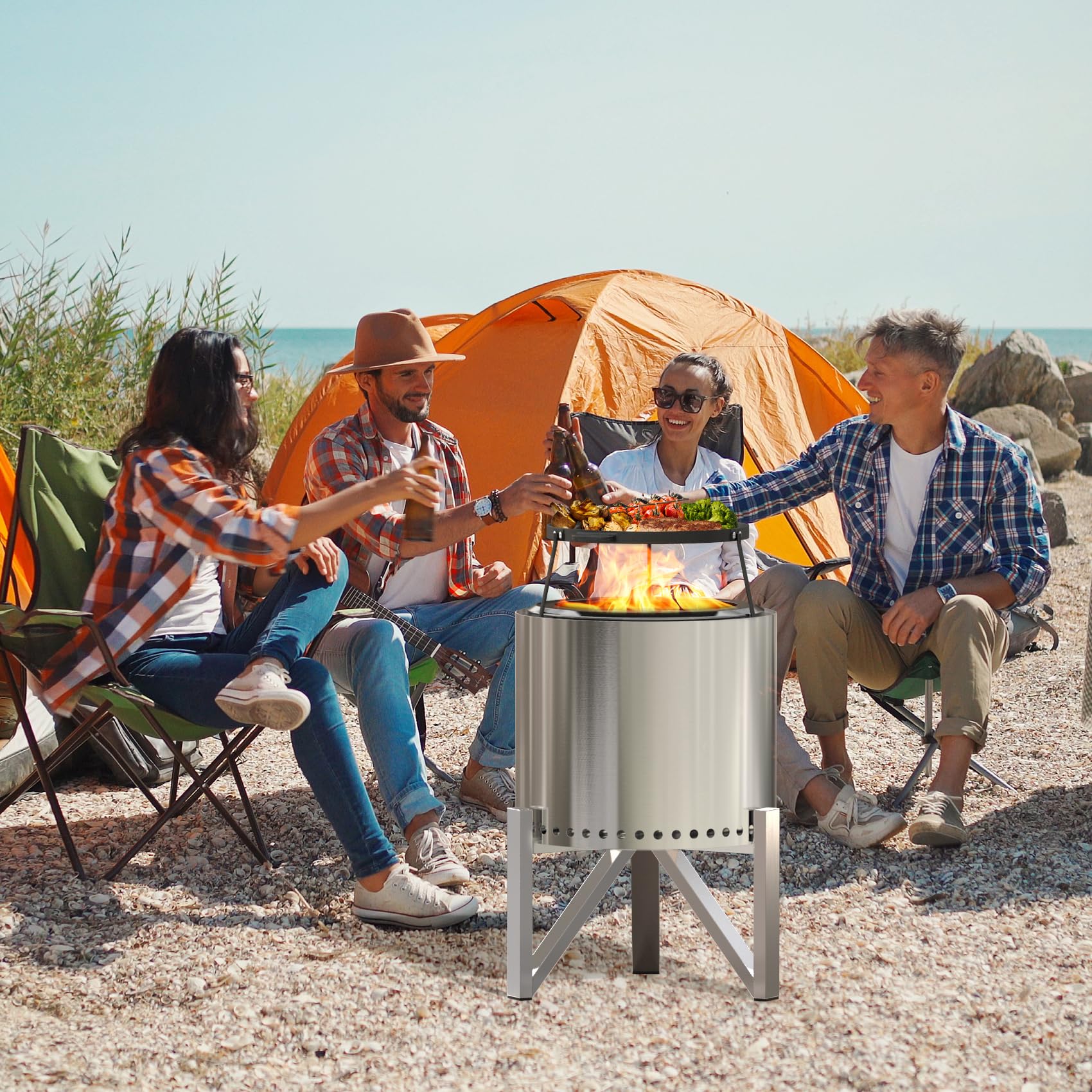 Onlyfire Stojak do paleniska Solo Stove Ranger 38,1 cm i Bonfire 49,5 cm, akcesoria do paleniska ze stali nierdzewnej, narzędzia do kominków zewnętrznych