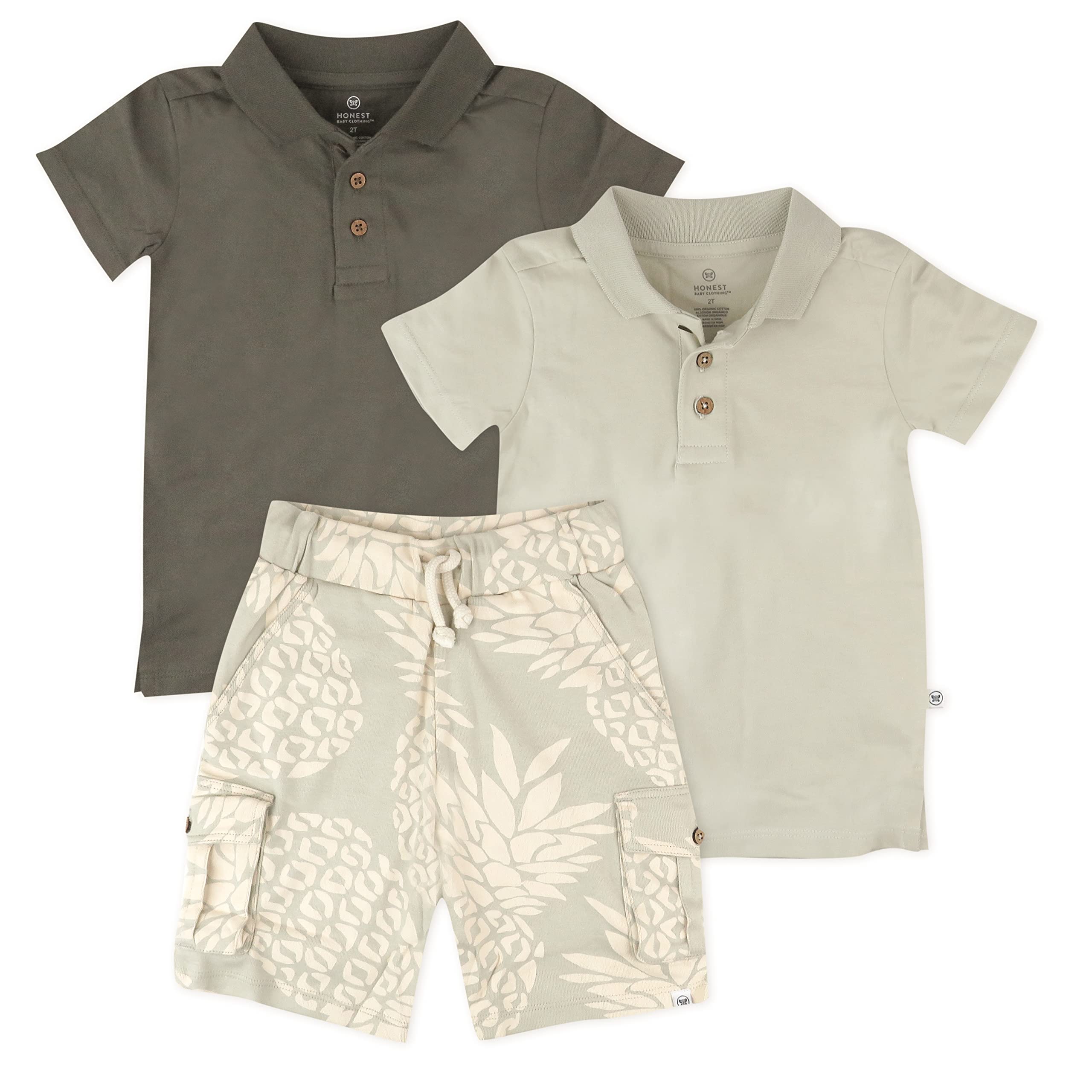 HonestBaby unisex-baby Playwear Outfit Sets Tops and Bottoms 100% Organic Cotton for Baby and Toddler Boys, Unisex
