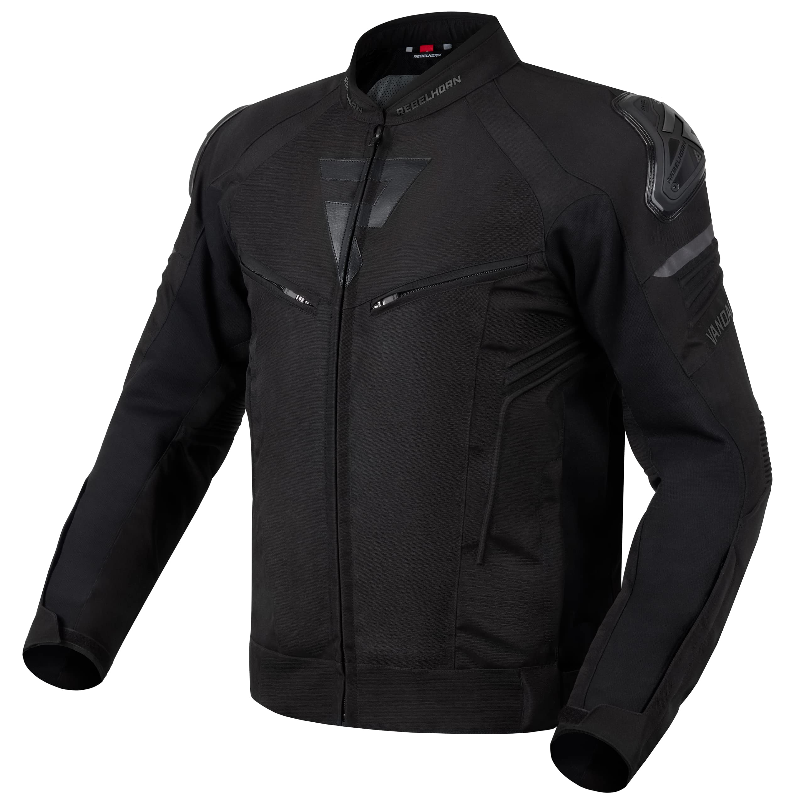 REBELHORN Vandal Motorradjacke Herren | Textil | Abnehmbare Wasserdichte Membran | Ellbogen und Schulterprotektoren Stufe 2 | Schulterschieber | 5 Belüftungskanäle | Größen bis 10XL