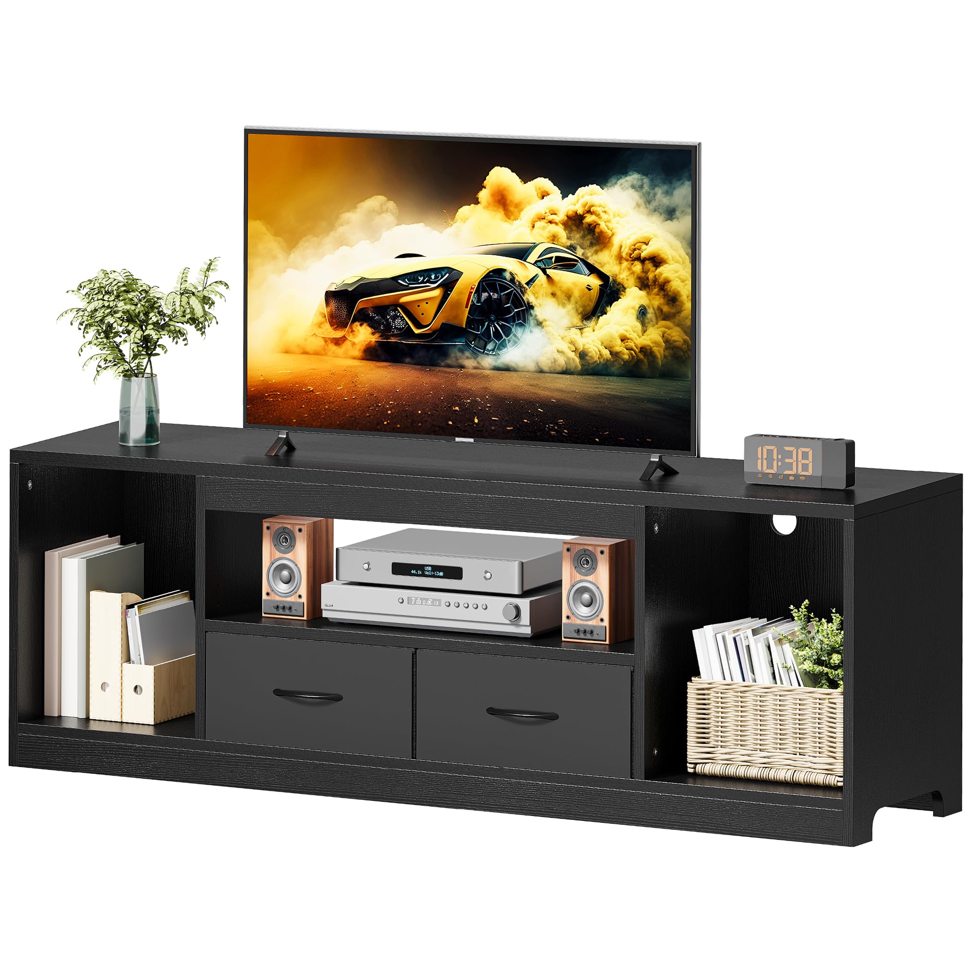 YITAHOME Mobile porta TV da 148 cm per TV fino a 65 pollici con 2 ante - 3 ripiani regolabili centro intrattenimento per soggiorno e camera da letto