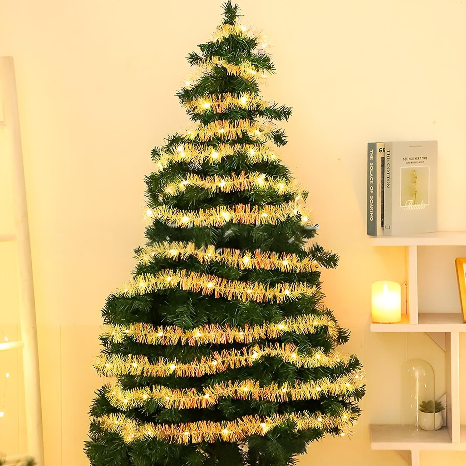 Amazon.co.jp: SITEDAN クリスマス メッキモール 白 LED付き モール