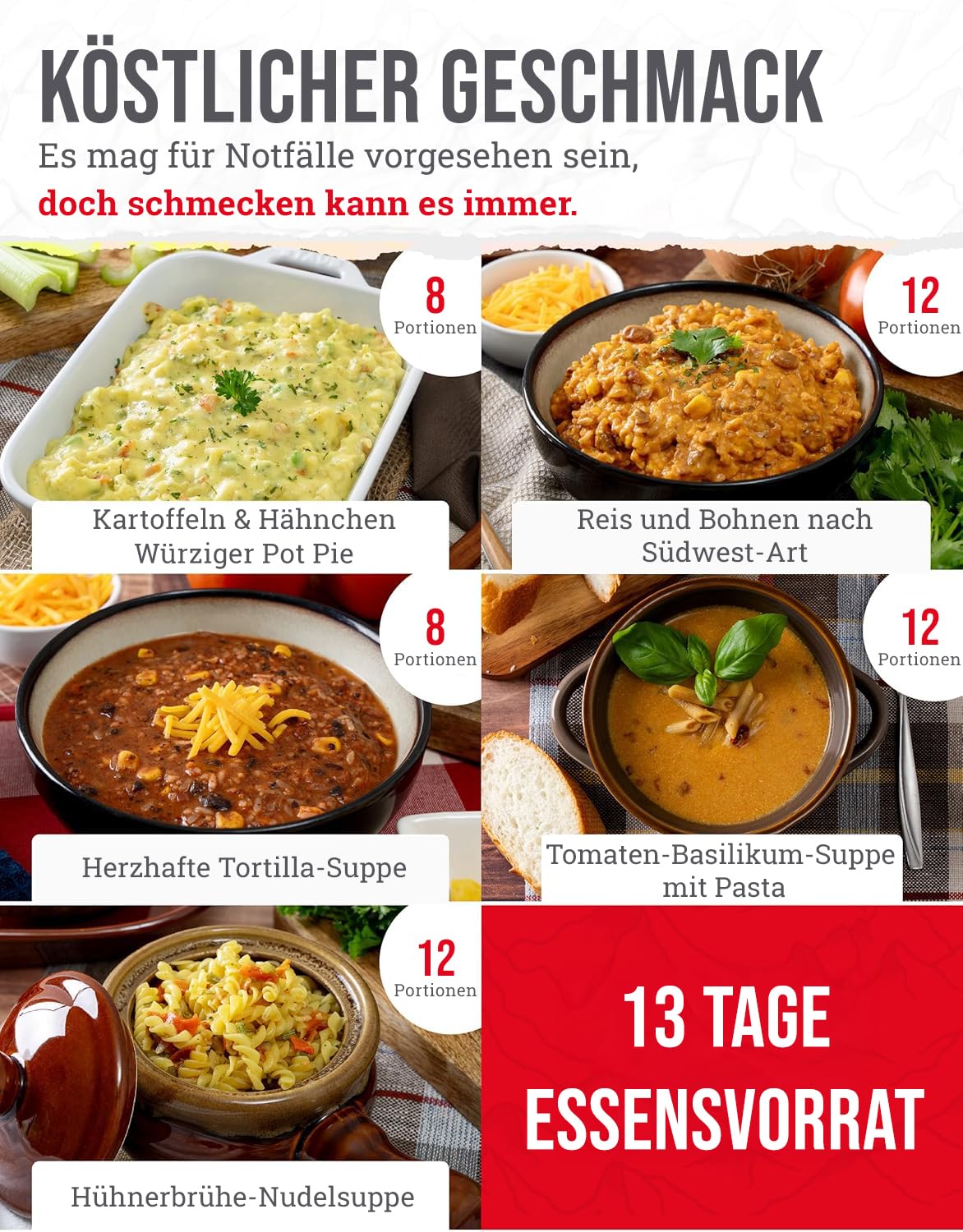 ReadyWise, 120 Portionen, Notration, Mittag- und Abendessen, Grab & Go Eimer, 13 Rezepte, Gefriergetrocknet, Langlebige Lebensmittelversorgung,Bis Zu 25 Jahre Haltbarkeit, 7 Tage für 2 Personen