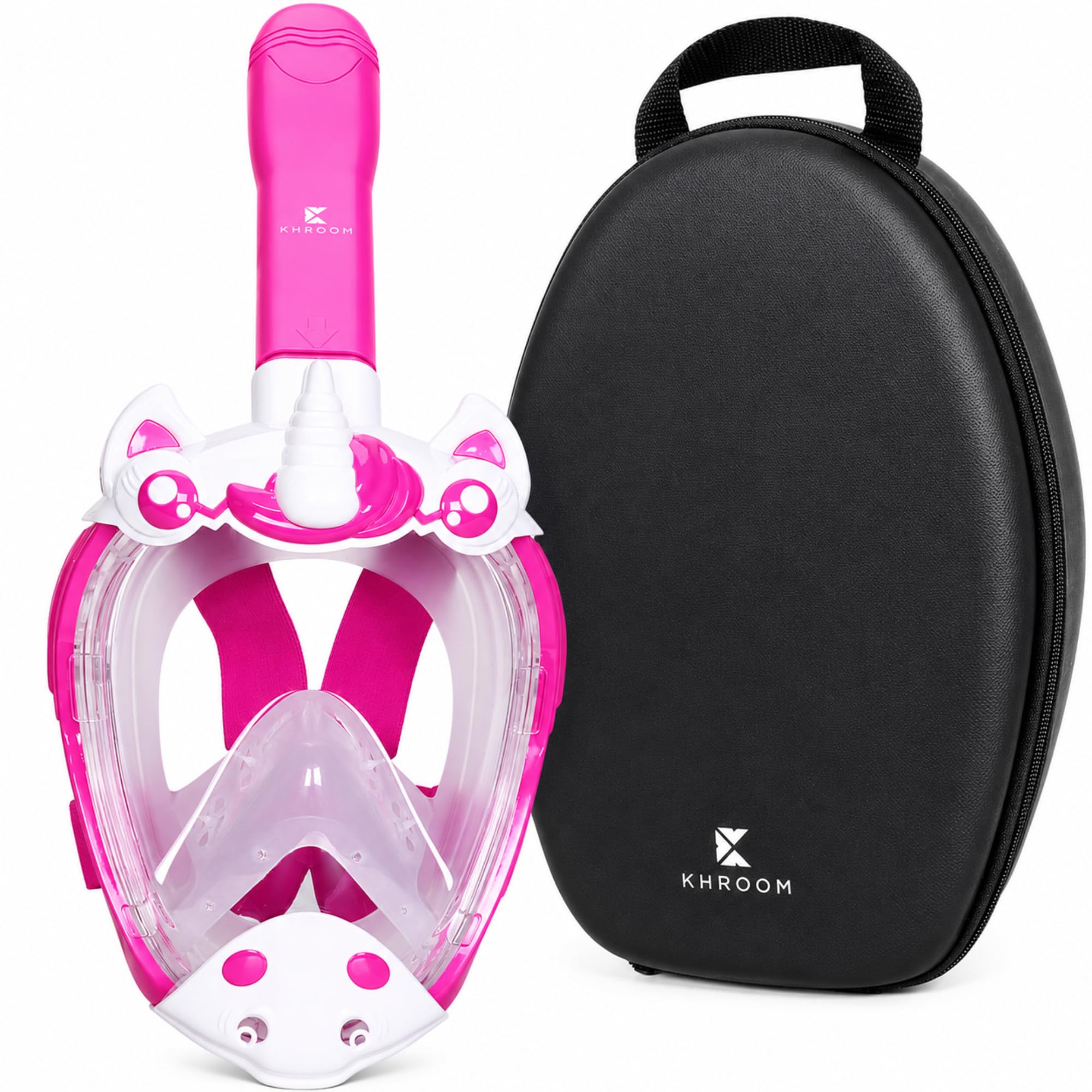 Khroom Maschera Snorkeling Bambini 3-10 Anni Seaview Kids | Integrale Full Face Certificata TUV | Sicura da CO2 | Antiappannamento | Silicone Morbido | Set Mare