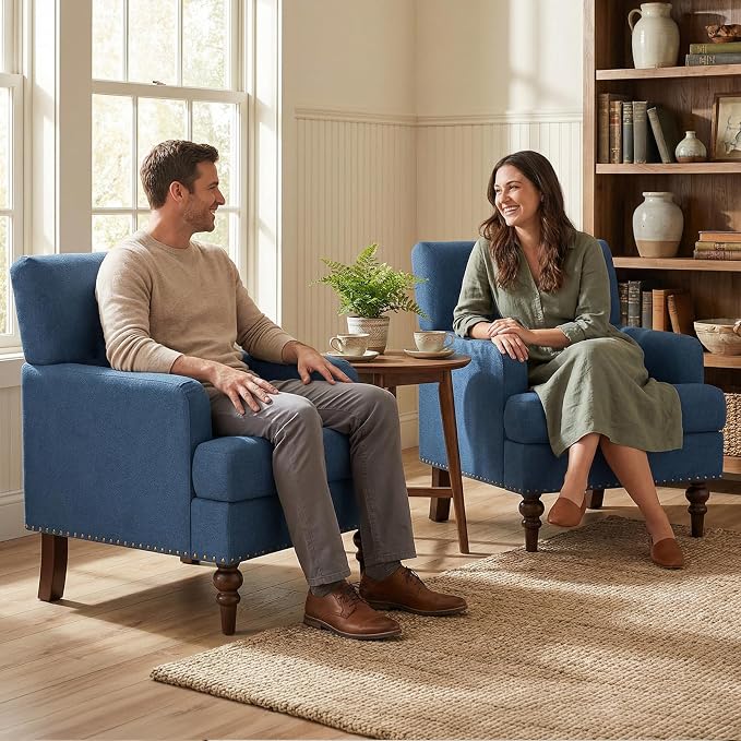 Sillón plegable con asiento grueso y respaldo alto azul miniatura 7