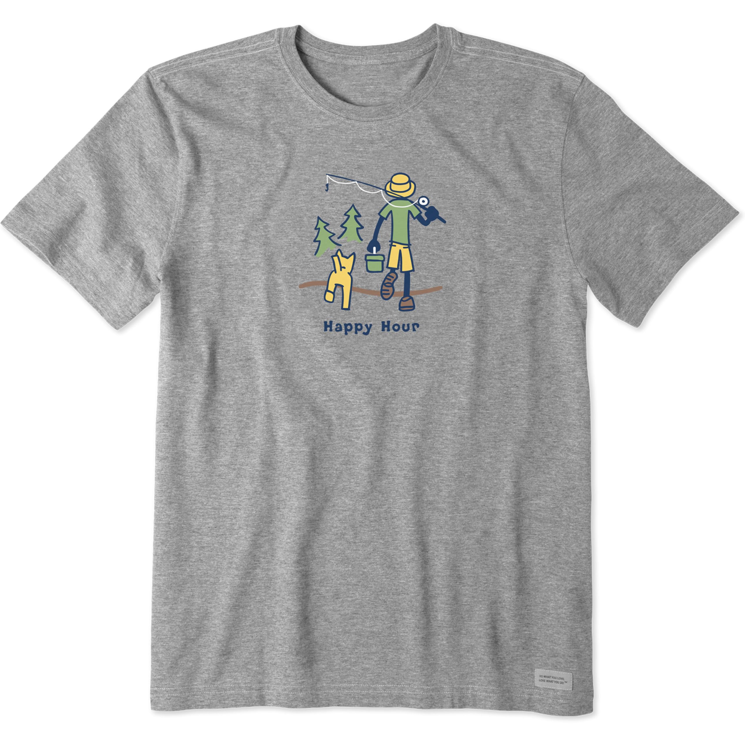 Life Is Good Men's Crusher Tee Happy Hour Fish Printed Short Sleeve Cotton T-Shirts Heather Grey Medium, Heather Grey, M