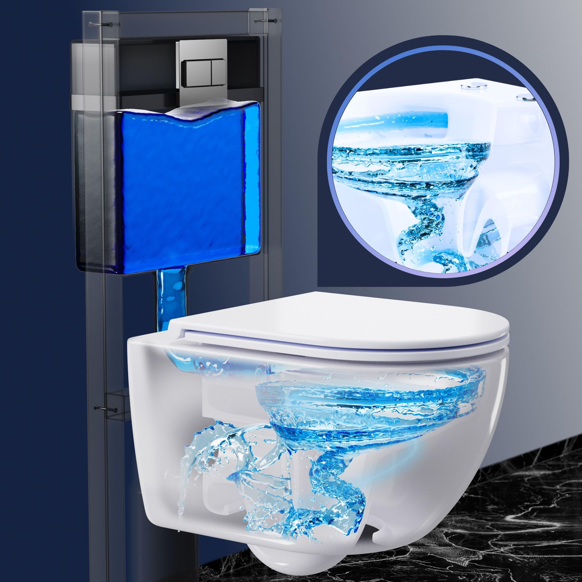 Whirlflush Hänge-WC Soho 3.0 Weiß Glanz | Spülrandlos für Hygiene & Leichte Reinigung | Tornado-Spülung | Mit Super Slim SoftClose WC-Sitz aus Duroplast