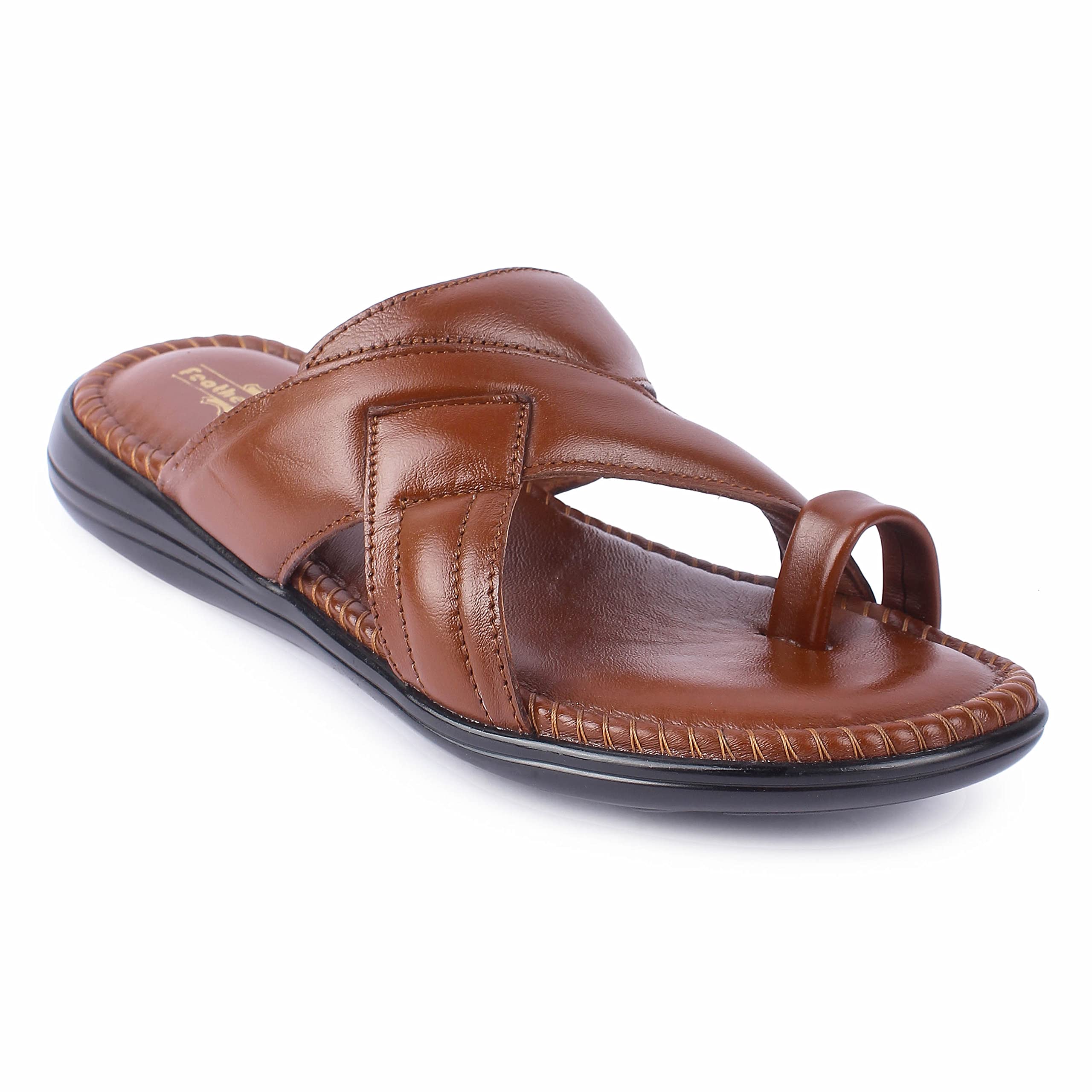 FEATHER LEATHER Genuine Leather Mens Flip-Flops Casual Slippers/Sandals for Office or Daily Use Outdoor/Indoor (Tan) (B0B9YBNYLV) Amazon Price History, Amazon Price Tracker
