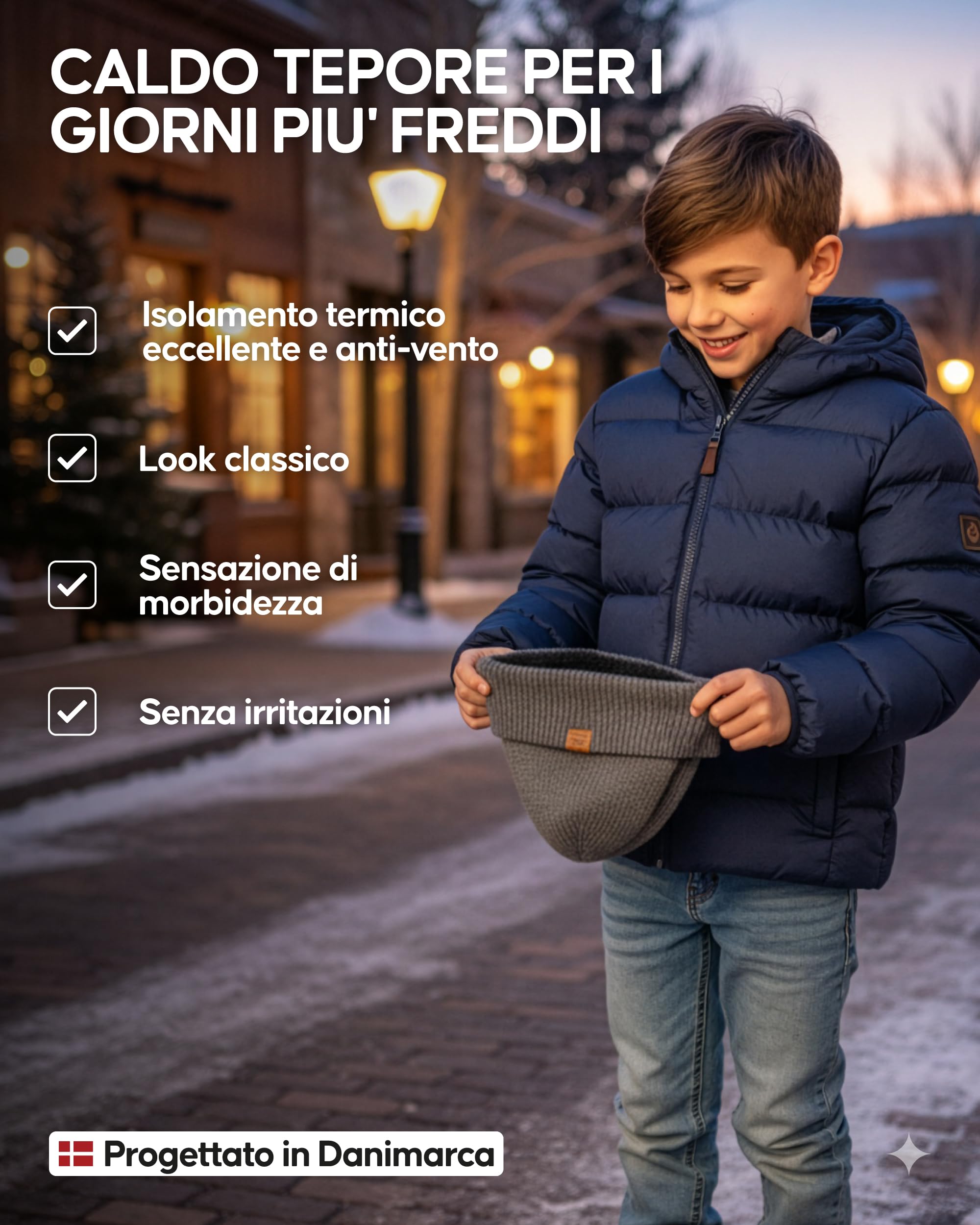 DANISH ENDURANCE Berretto Beanie in Lana Merino e Fodera Pile, Cappello in Maglia, Taglia Unica per Ragazzi e Ragazze, Beanie Invernale, Unisex,