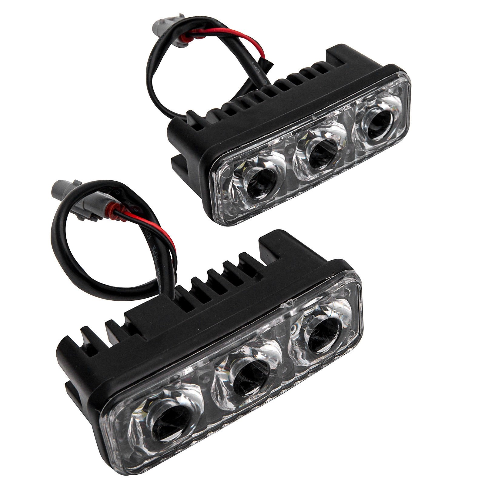 MASO - Luz de circulación diurna – 2 x 3 LED de alta potencia para coche blanco DRL luz antiniebla impermeable 12 V