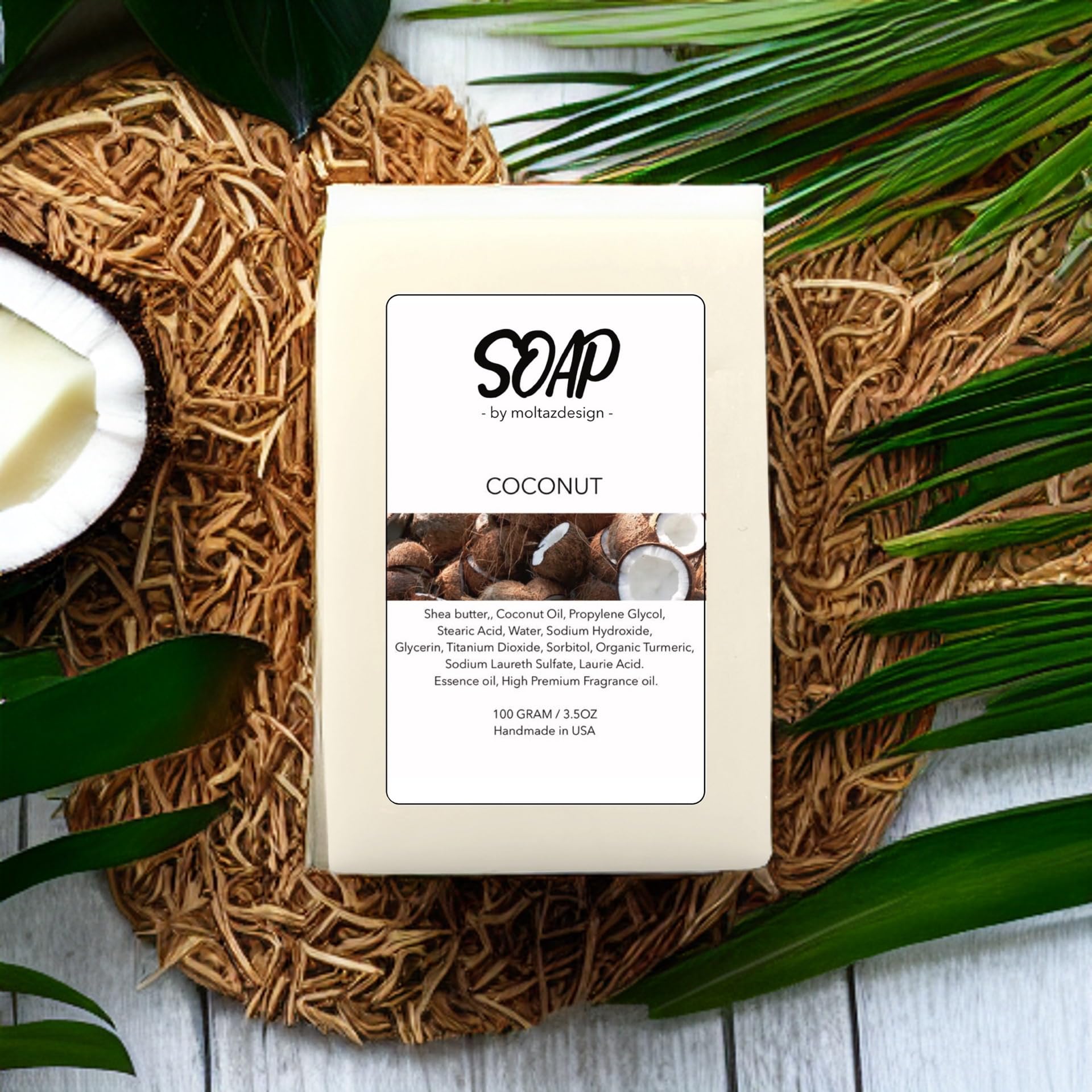 Coconut handmade soap | 3.5oz | Sweet, and fresh at the same time. Bestselling soap. For sensitive and dry skin.