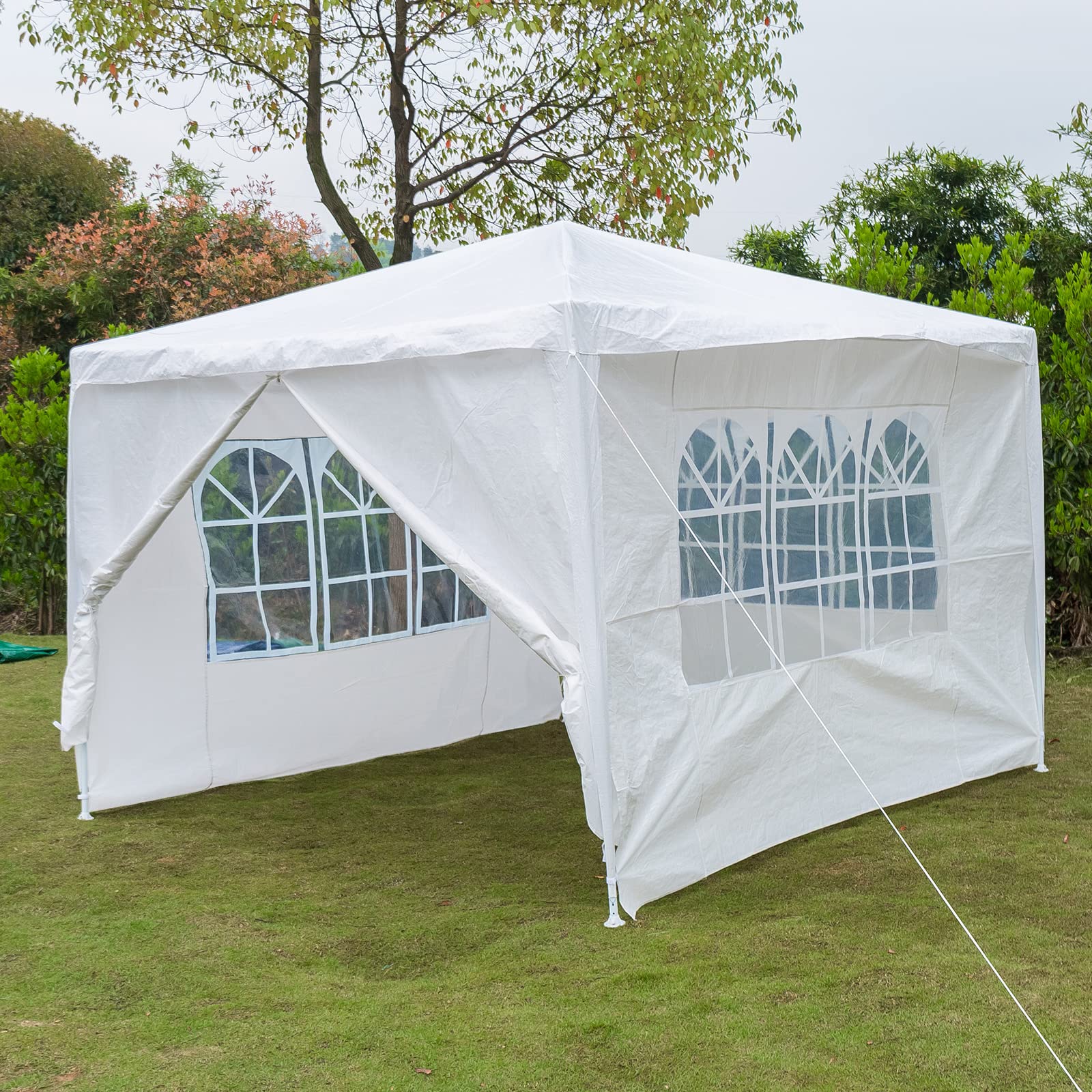 10x10ft Party Tent, White Shelter, Canopy Tent with 4 Removable Waterproof Sidewalls for Outdoor Backyard Wedding Party Camping BBQ Commercial Events, Marquee Awning with Powder Coated Steel Frame