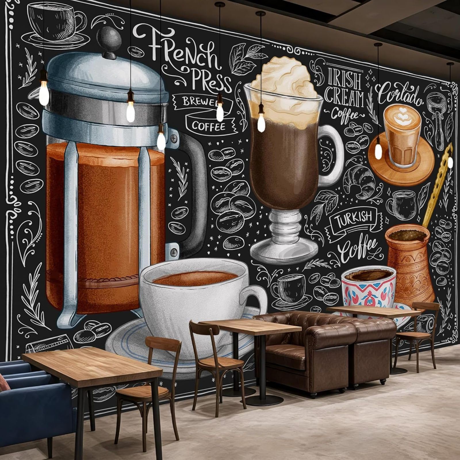 Hgjdjhnf 3D Mural Photo Wallpaper Coffee Motif Wallpaper Cappuccino Espresso Kitchen Living Room Bedroom Dining Room Wall Decoration Motif Wallpaper,200Cmx140cm Wall Sticker - Background Wall - Painting - Poster
