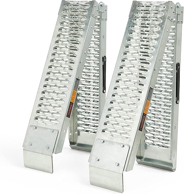 VonHaus Motorbike Ramp Portable - 400kg Weight Capacity, 200kg Per Ramp - Heavy Duty Loading Ramps for Van Made From Galvanised Steel - Folding Ramps for Scooters and Bike - Aluminium Loading Ramp