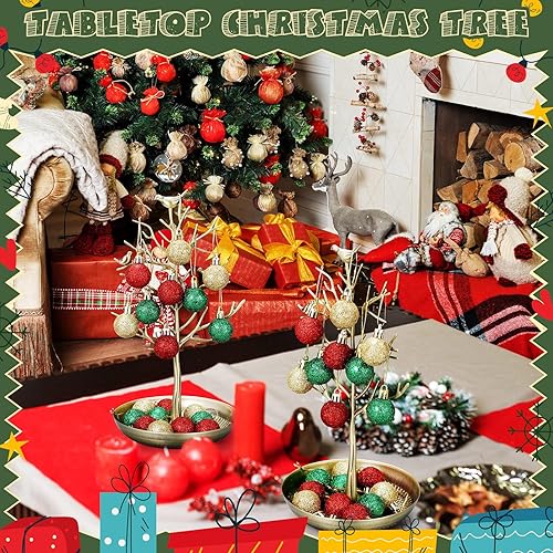 Miniatura 5 de Soaoo Árbol de goma artificial festivo para centro de mesa, gotas de goma nostálgicas, decoraciones de Navidad para exhibición de mesa, adorno de