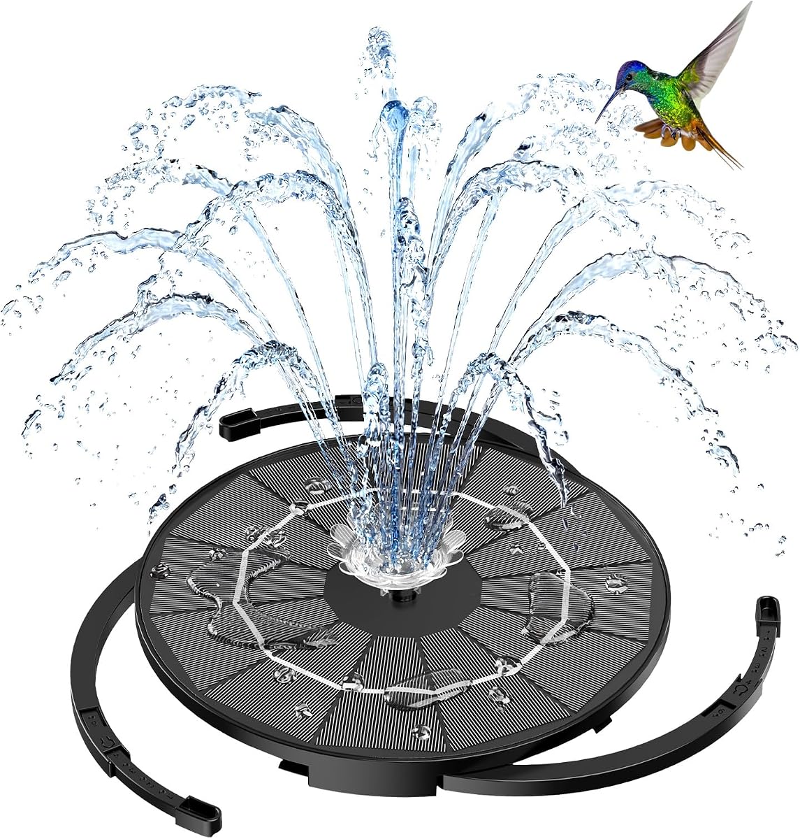AISITIN Solar Fountain Pump for Bird Bath, 3.5W DIY Solar Water Pump Kit with 9.8ft Cord and 13 Nozzles Styles, Solar Powered Pond Fountain with Brackets for Garden, Ponds, Fish Tank and Outdoor