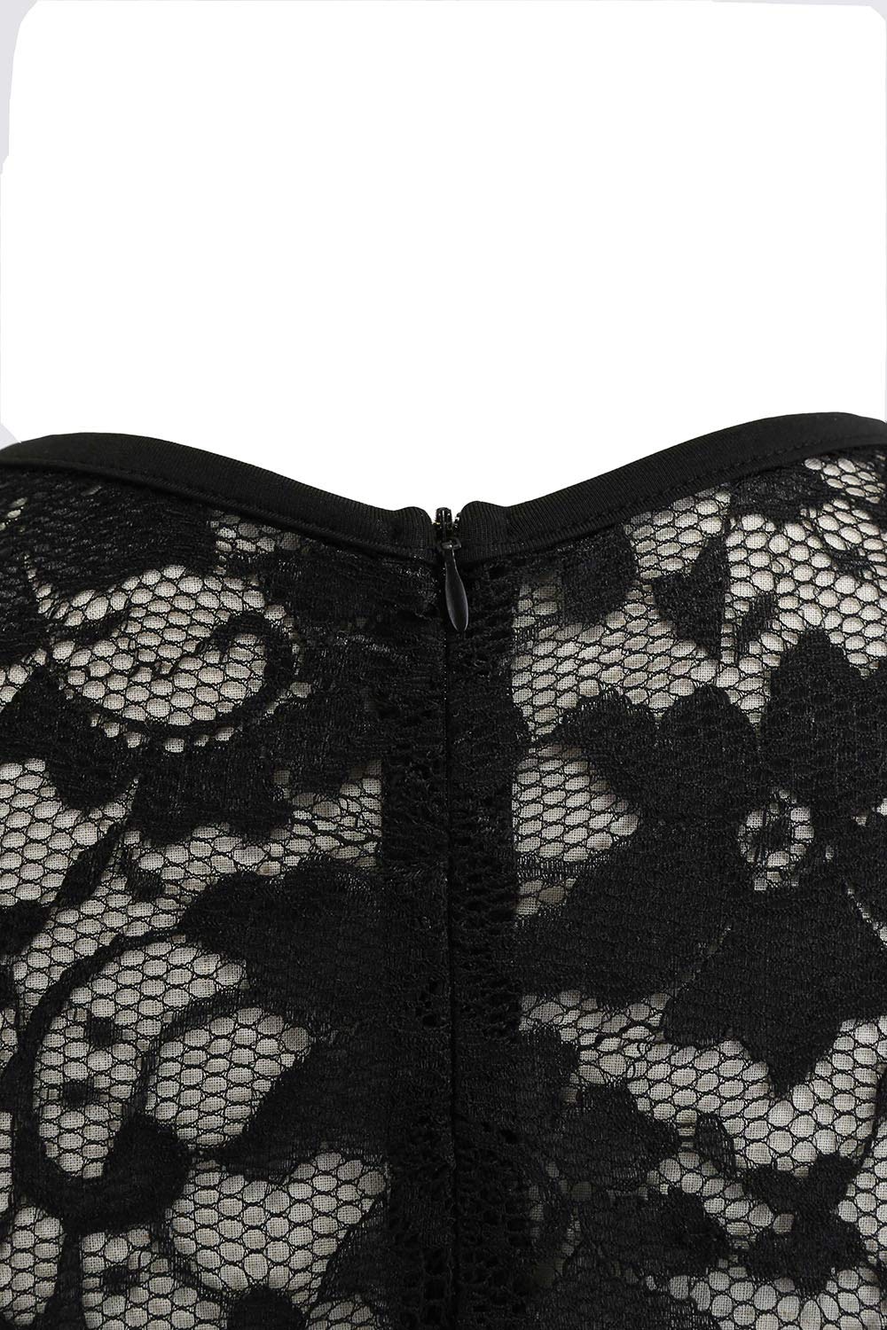 AXOE Robe Vintage Femme Fleurie Années 50 avec Dentelle | Haut Extensible Ajusté et Jupe en Coton, Léger, Sans Manches, Coupe Au Genou pour Cocktail, Mariage, Cérémonie, Réception