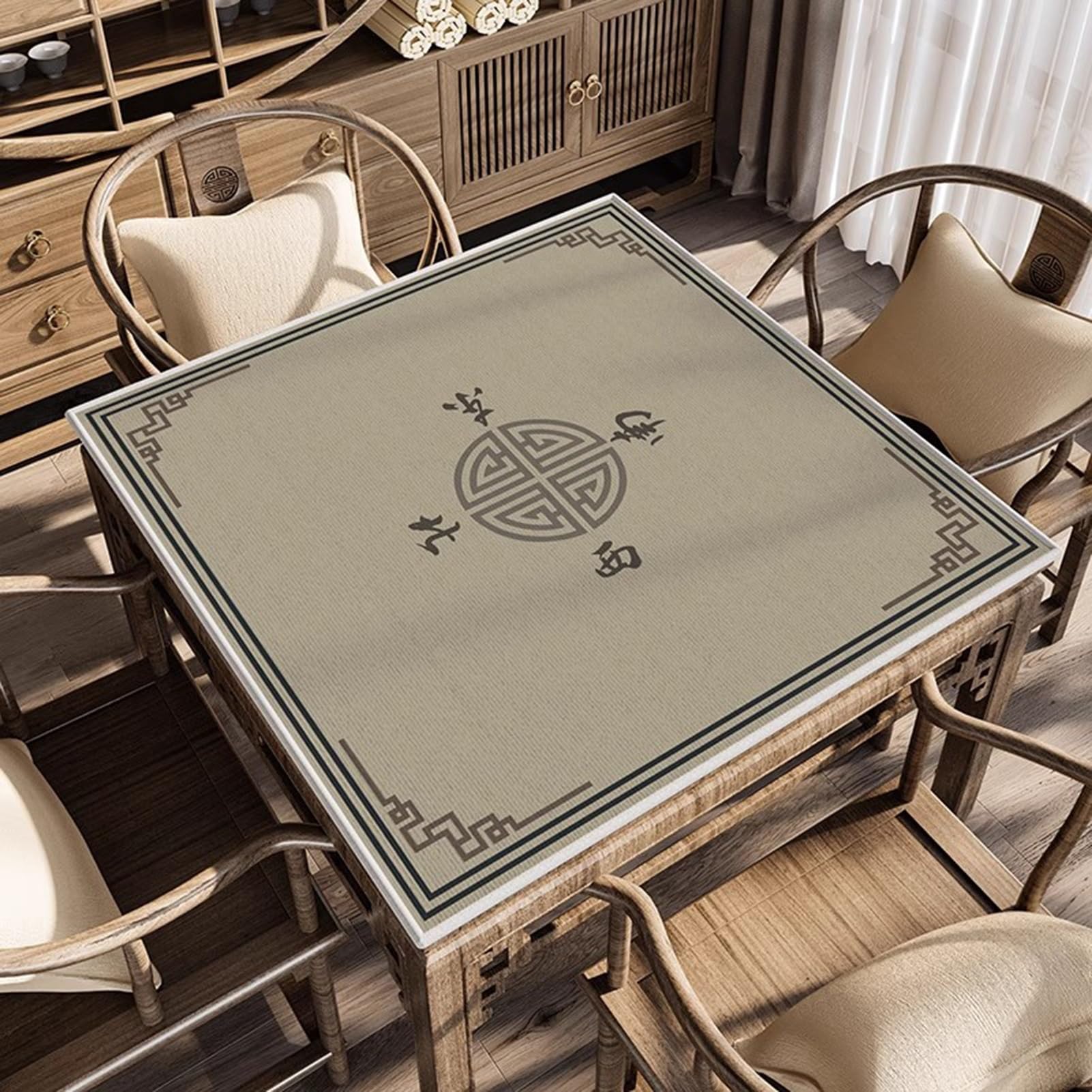 Kwadratowa mata do mahjonga z gumowym spodem, miękka i antypoślizgowa mata do mahjonga, pokrowiec na stół do gier karcianych mahjong poker(140cm/55.1")